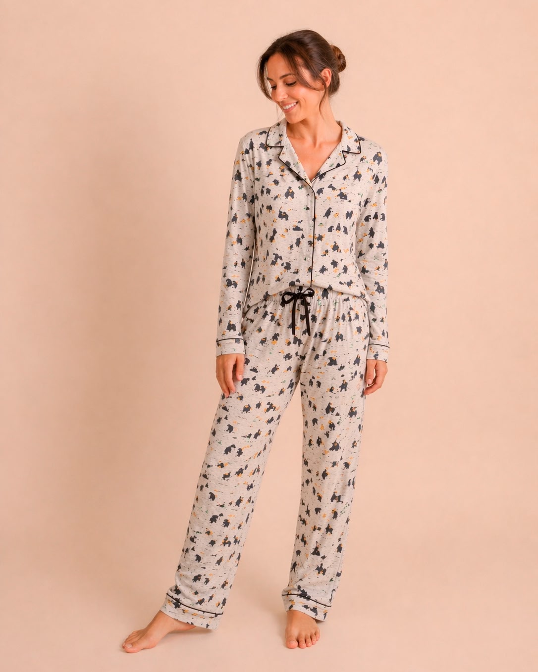 Long Shirt Pajama Set - Bear Land - Lunar Rock