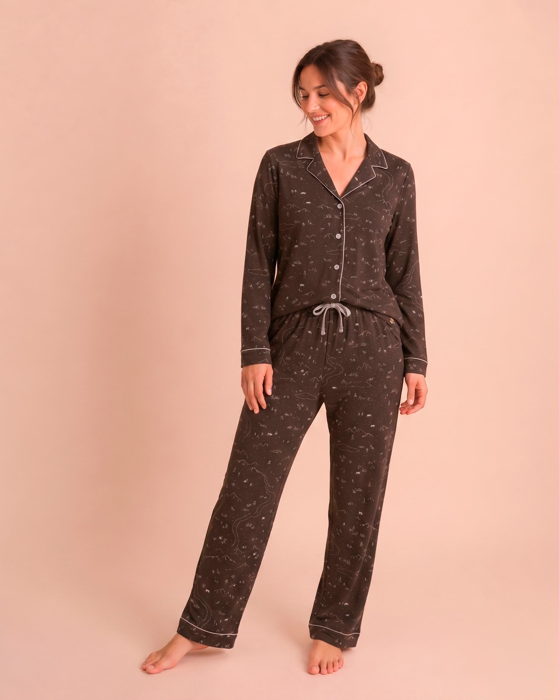 Long Shirt Pajama Set - Andean Plains - Beluga