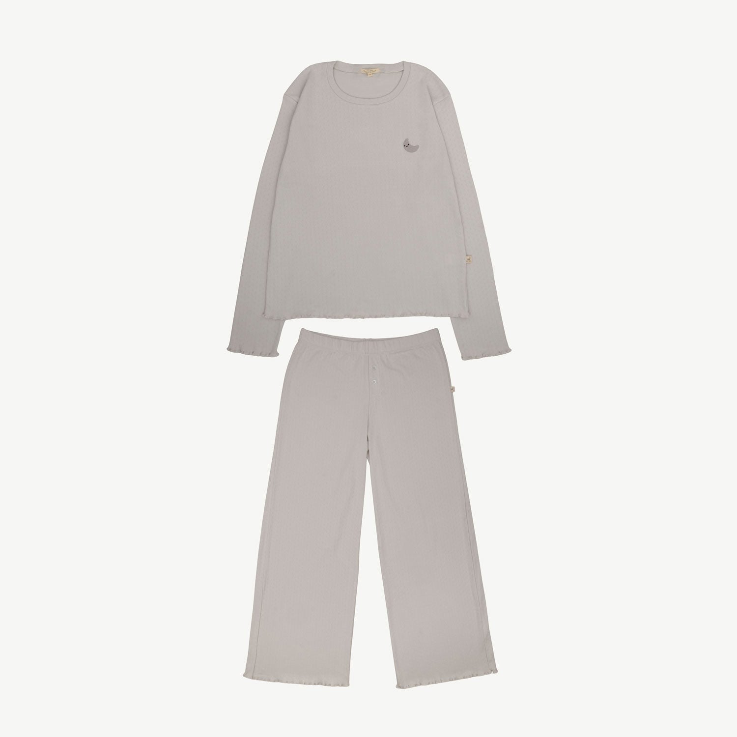 Long Sleeve Pointelle Pajama Set - Moon - Lunar Rock