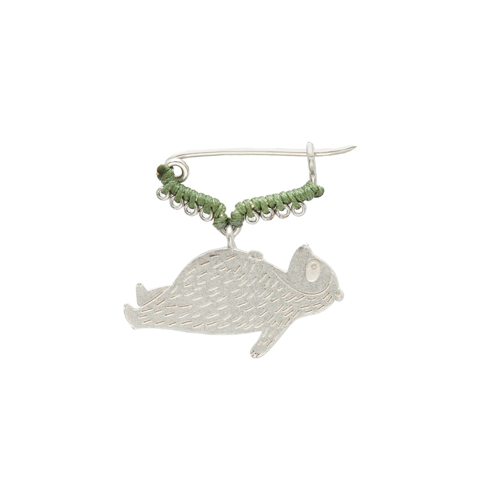 Brooch - Sleeping Bear Charm - Sterling Silver