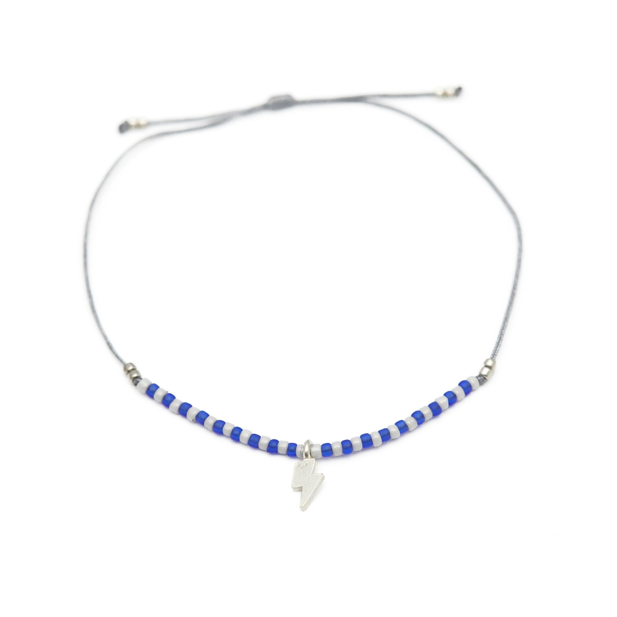 Bracelet - Lightning Charm and Beads - Sterling Silver