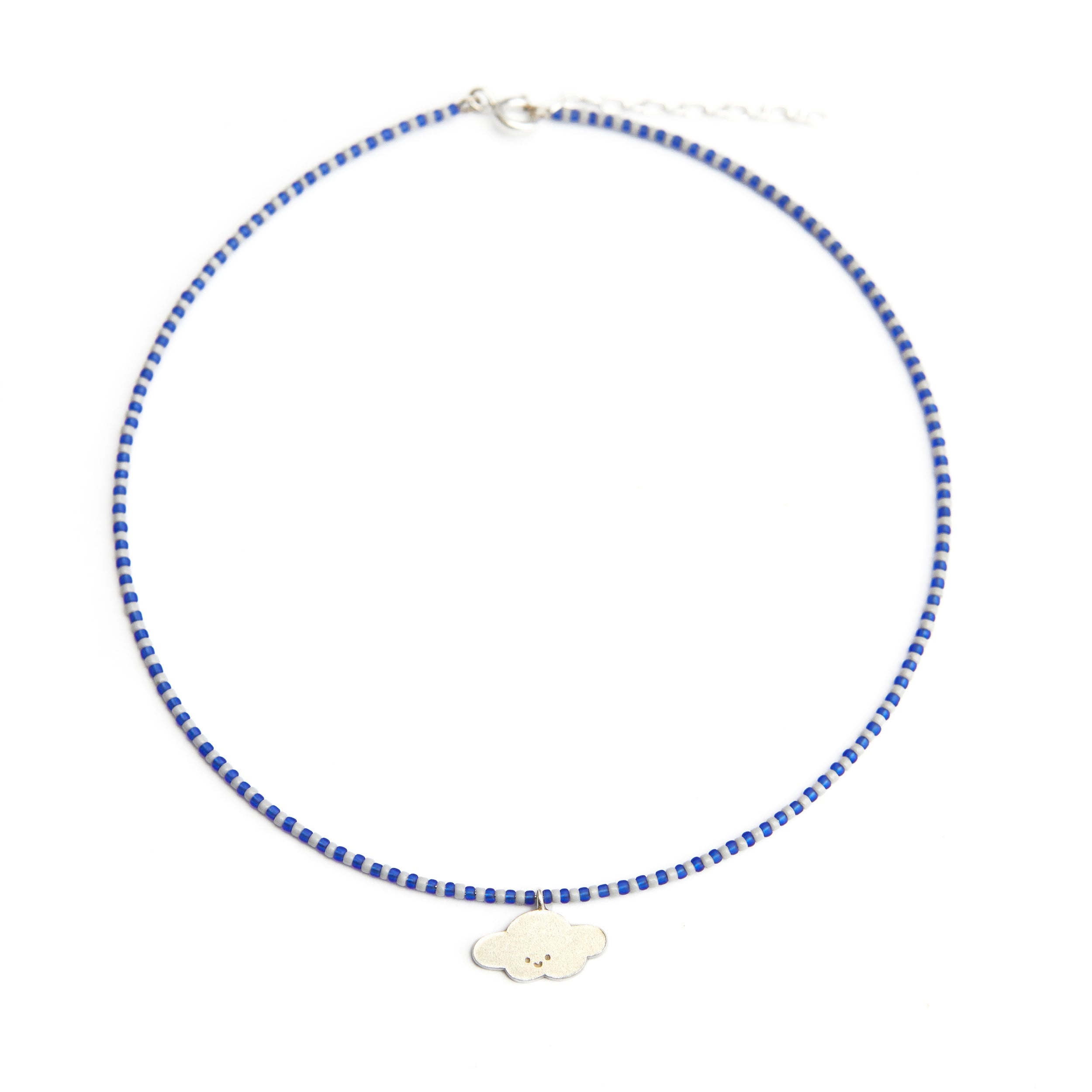 Choker - Cloud Charm and Beads - Sterling Silver