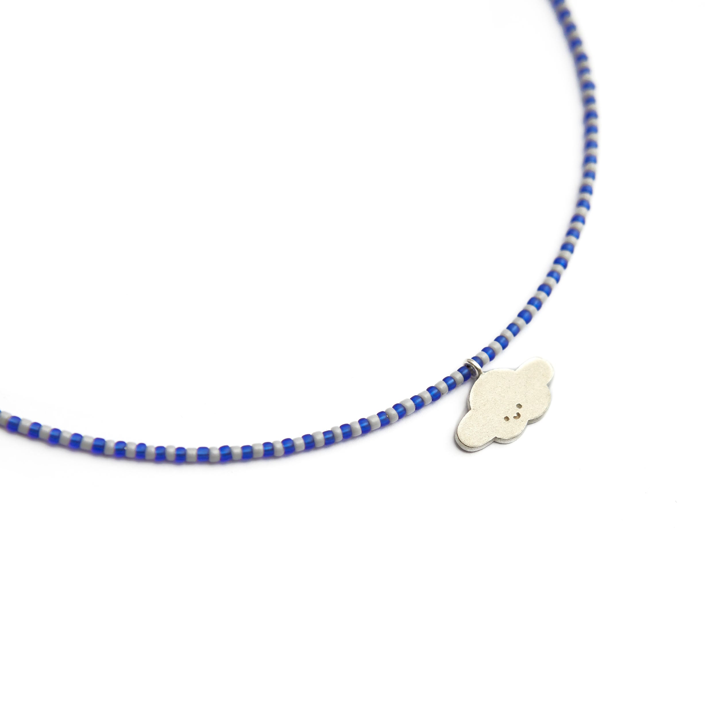 Choker - Cloud Charm and Beads - Sterling Silver