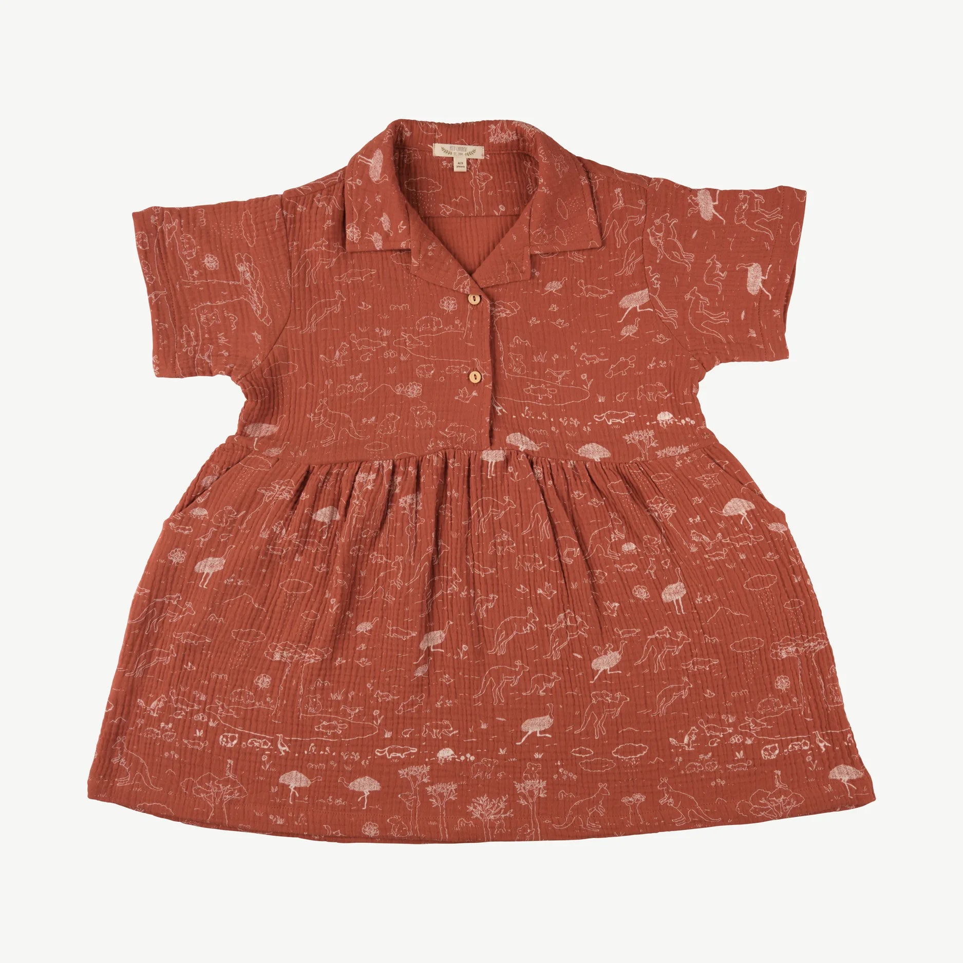 'the story' brick red short sleeve aloha dress