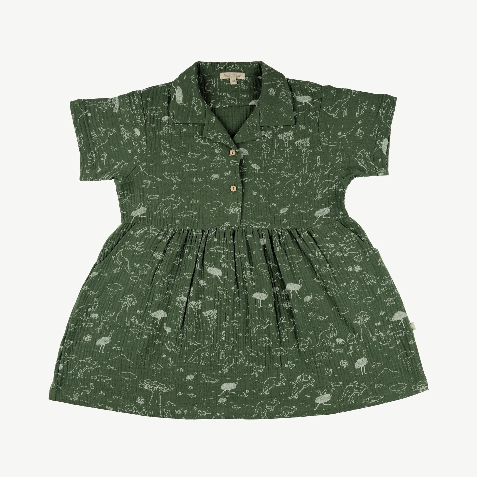 'the story' dark green short sleeve aloha dress