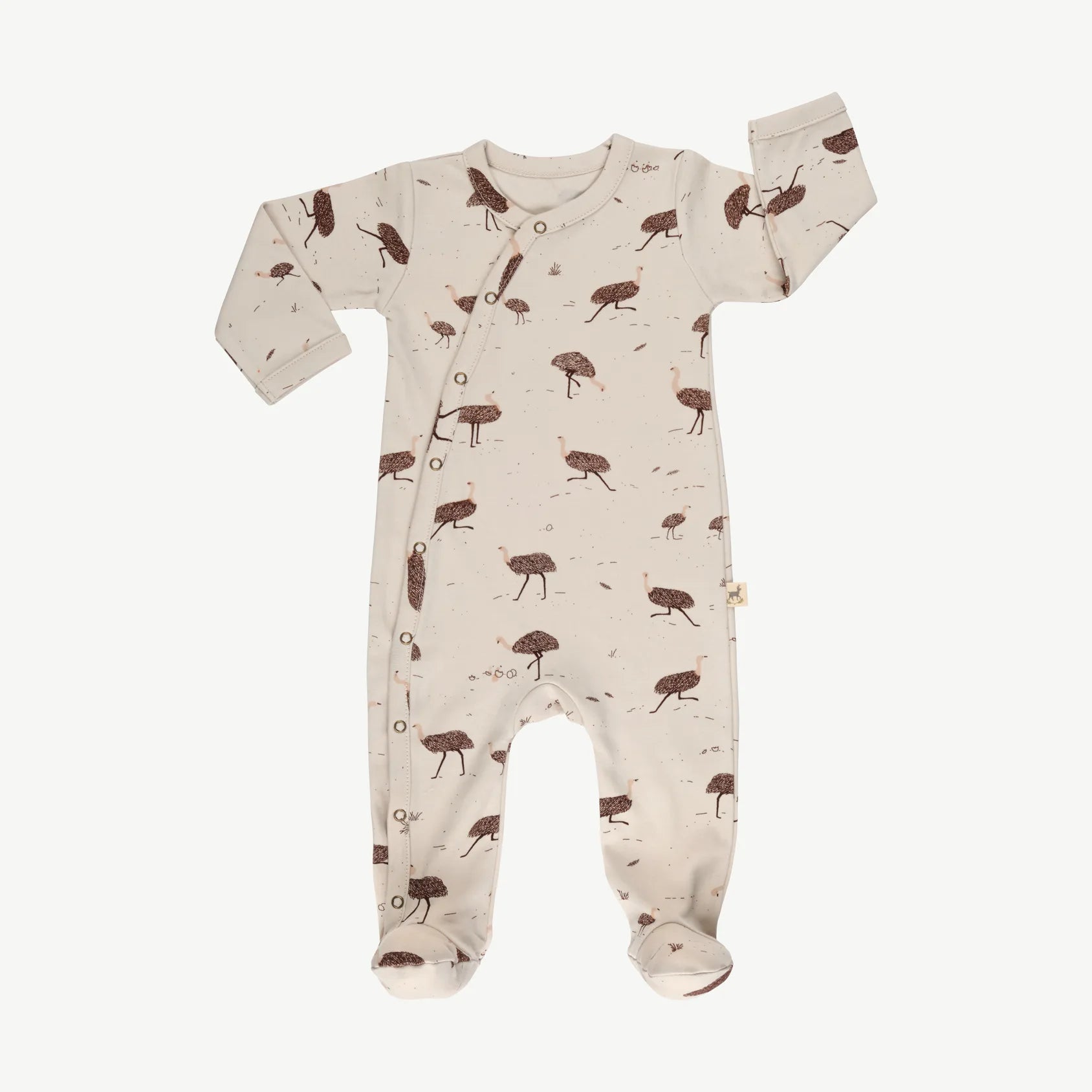 'emus everywhere' rainy day footed jumpsuit