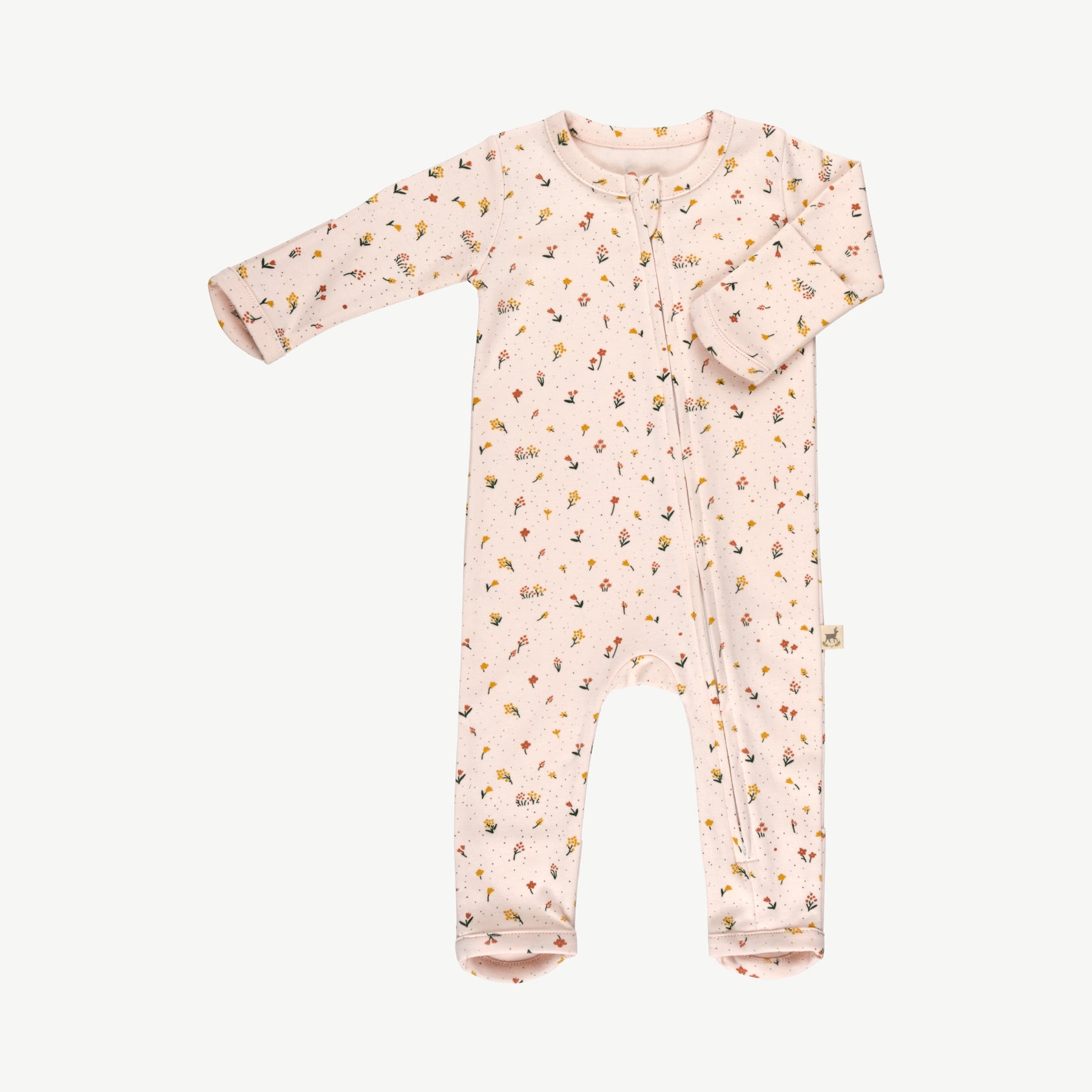 Baby essentials 3, 'desert wildflower' pearl zippered jumpsuit + beanie