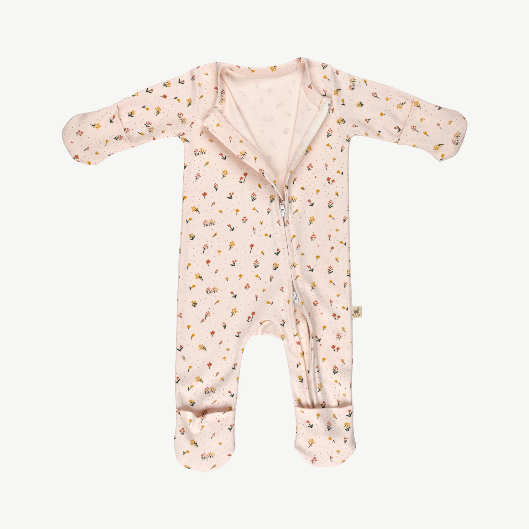 Baby essentials 3, 'desert wildflower' pearl zippered jumpsuit + beanie