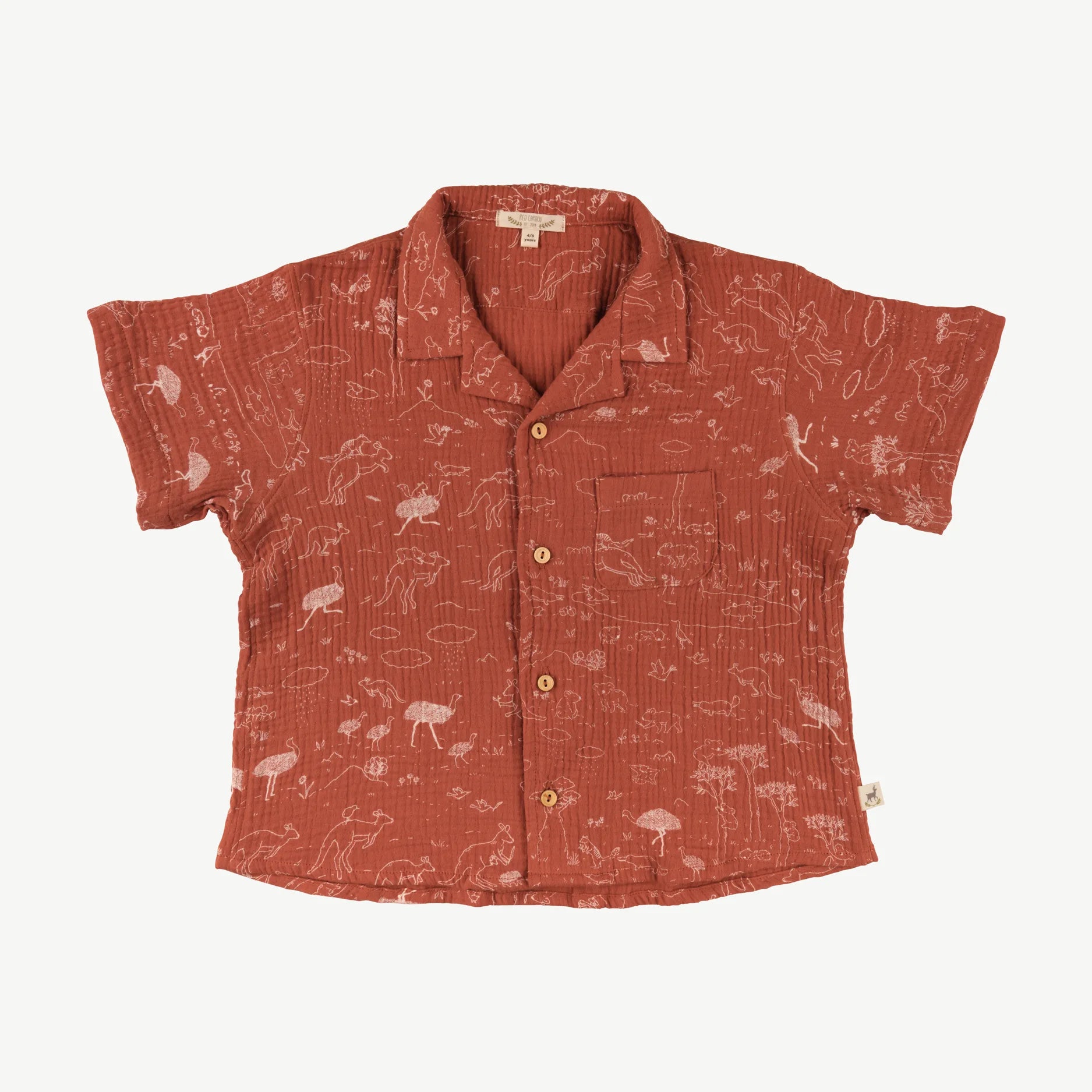 'the story' brick red short sleeve aloha shirt
