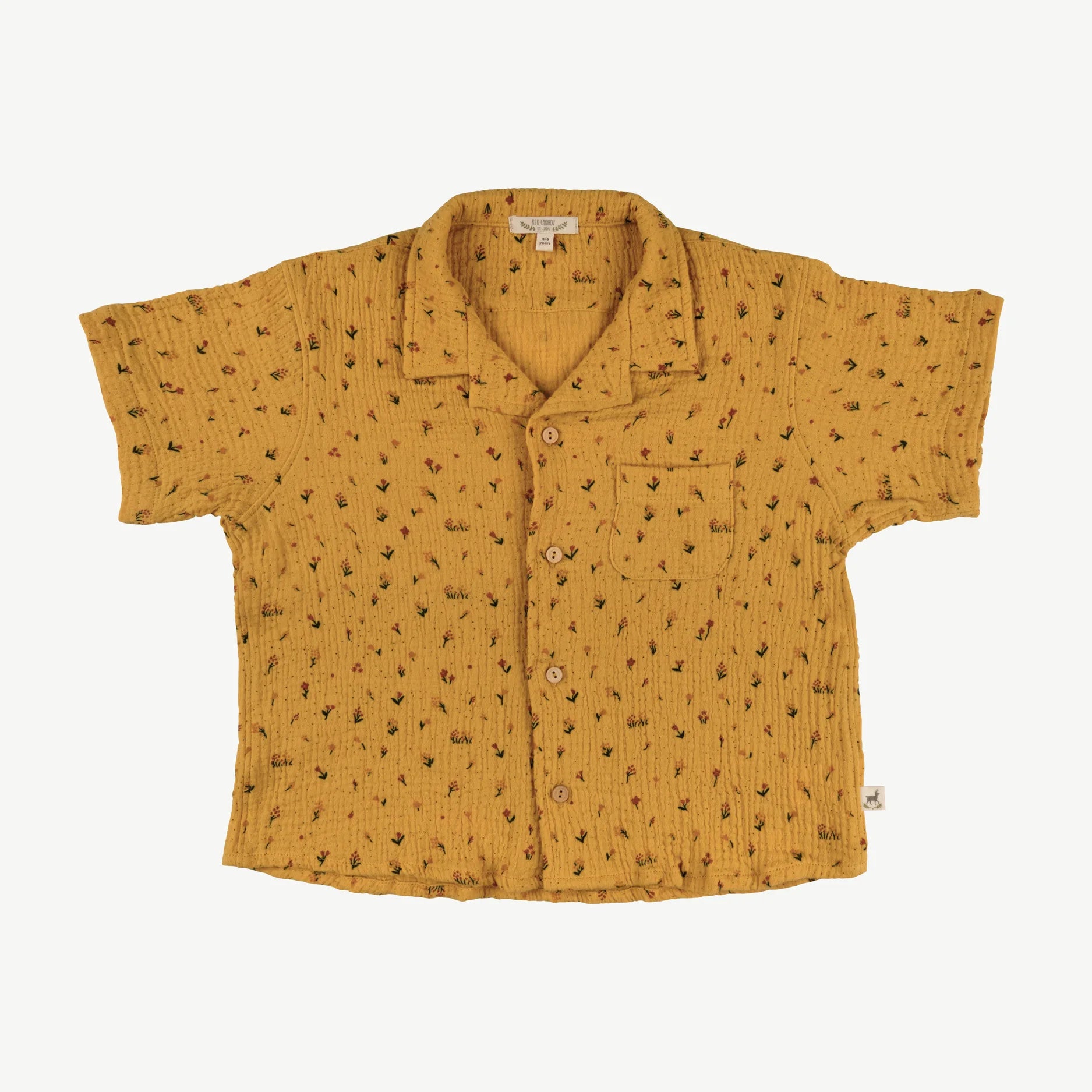 'desert wildflower' dark yellow short sleeve aloha shirt