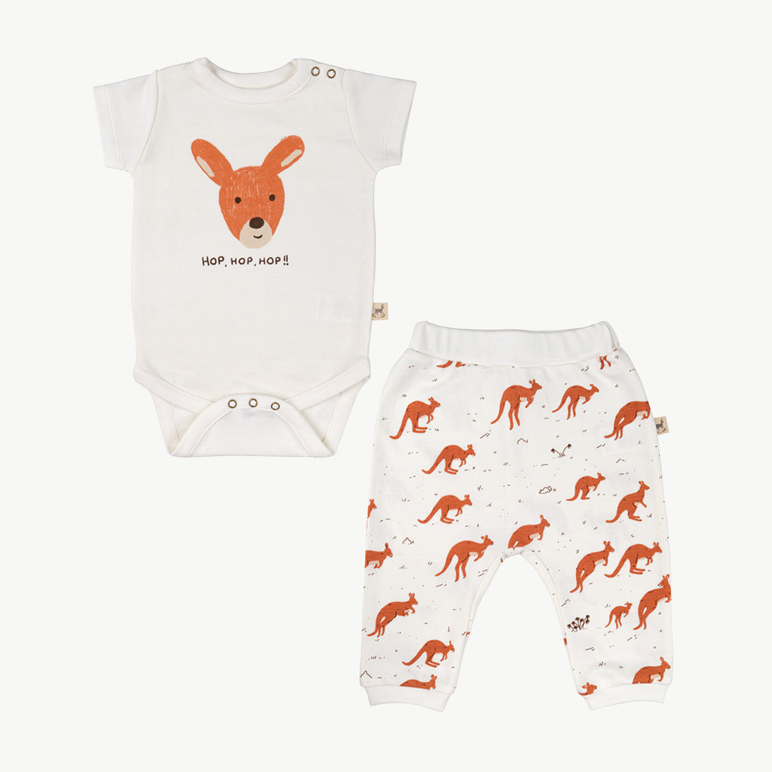 'hop hop hop' ivory onesie + pants baby outfit