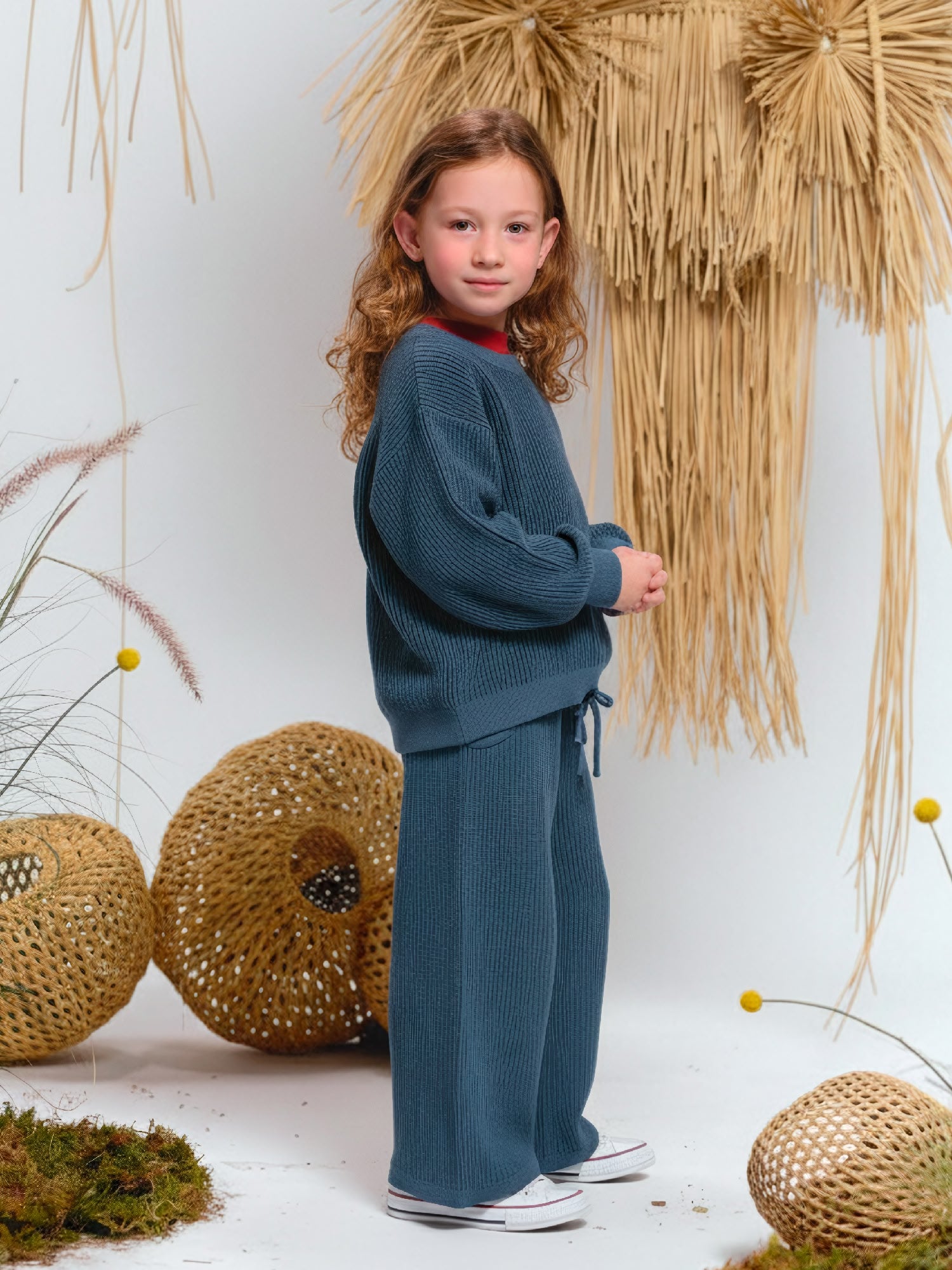 Knit Sweater - Rib - Two-Tone Blue