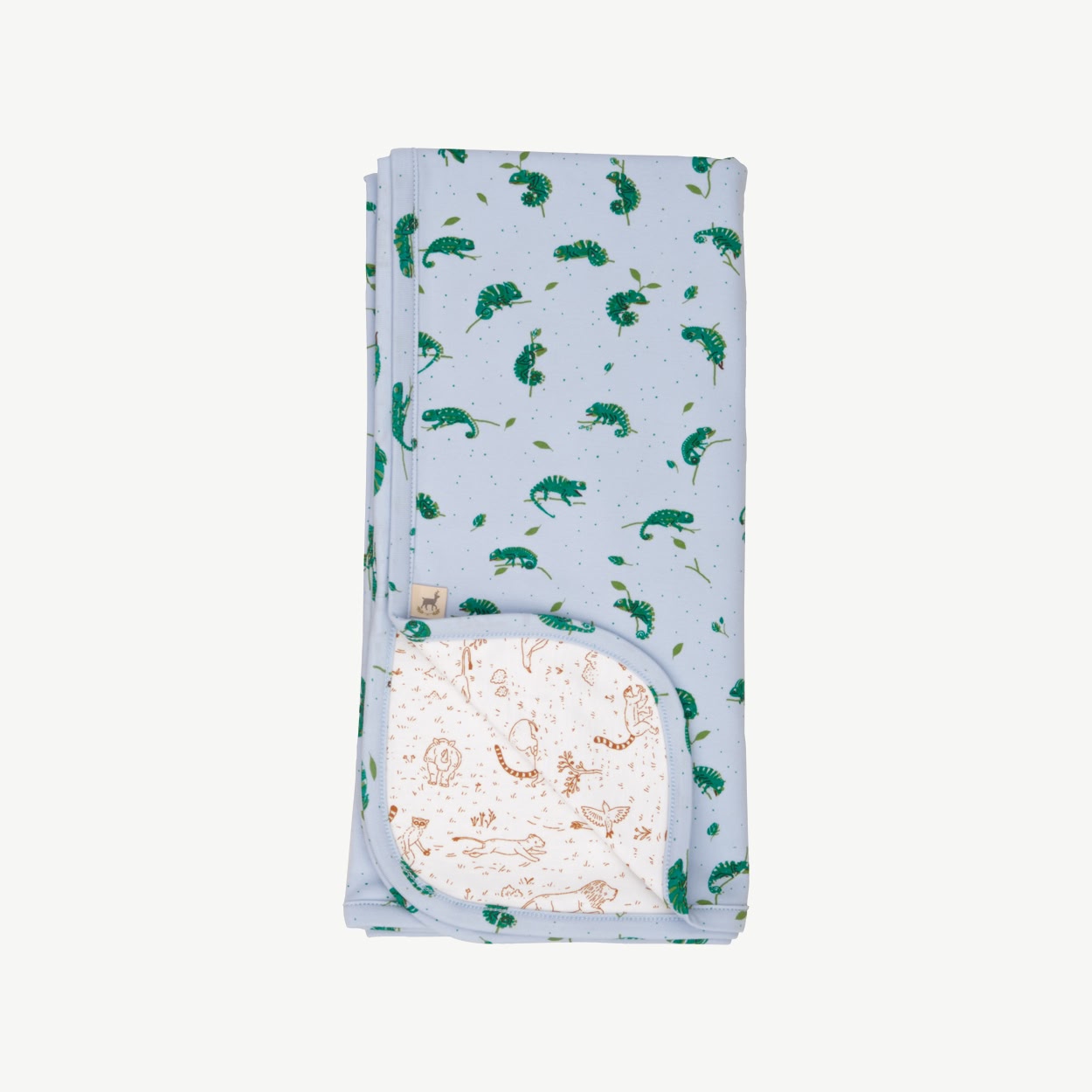 Double-Sided Blanket - Charming Chameleons - Light Blue