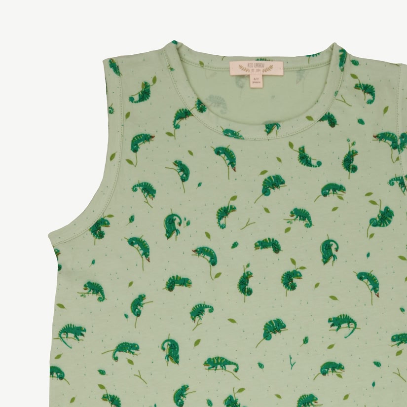 Tank Dress - Charming Chameleons - Soft Green
