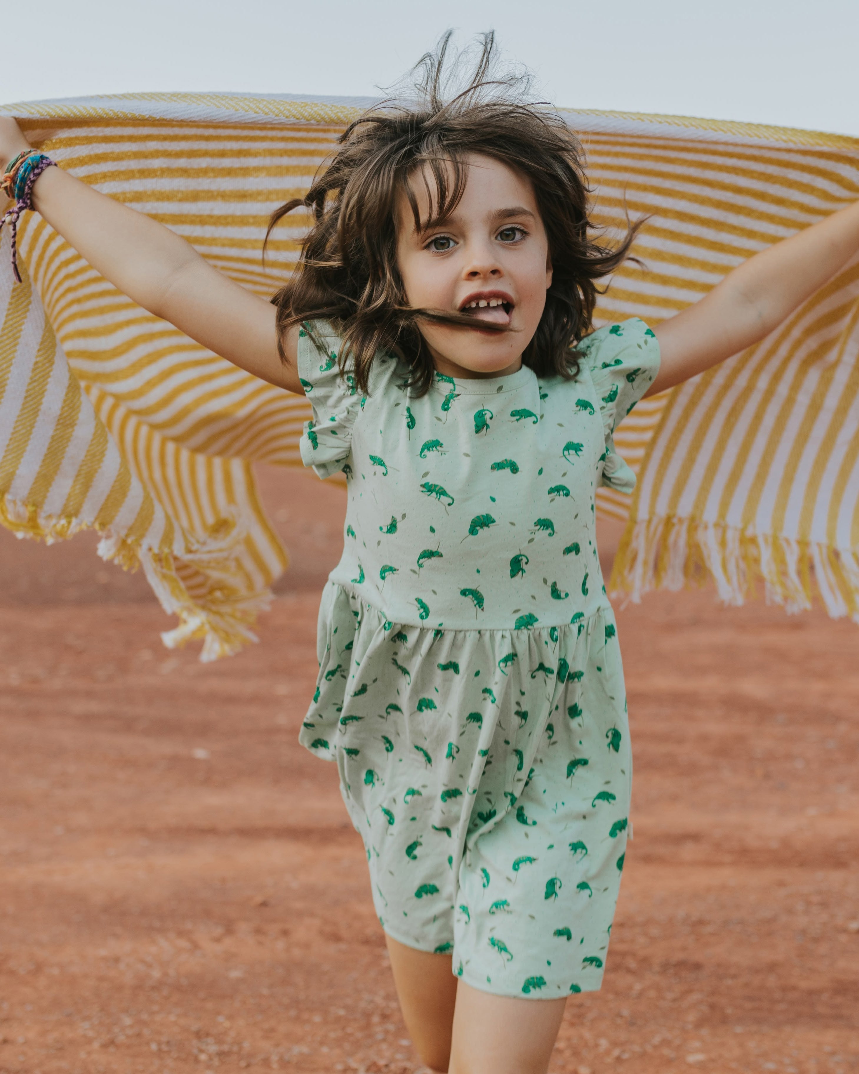 Frill Sleeve Dress - Charming Chameleons - Soft Green