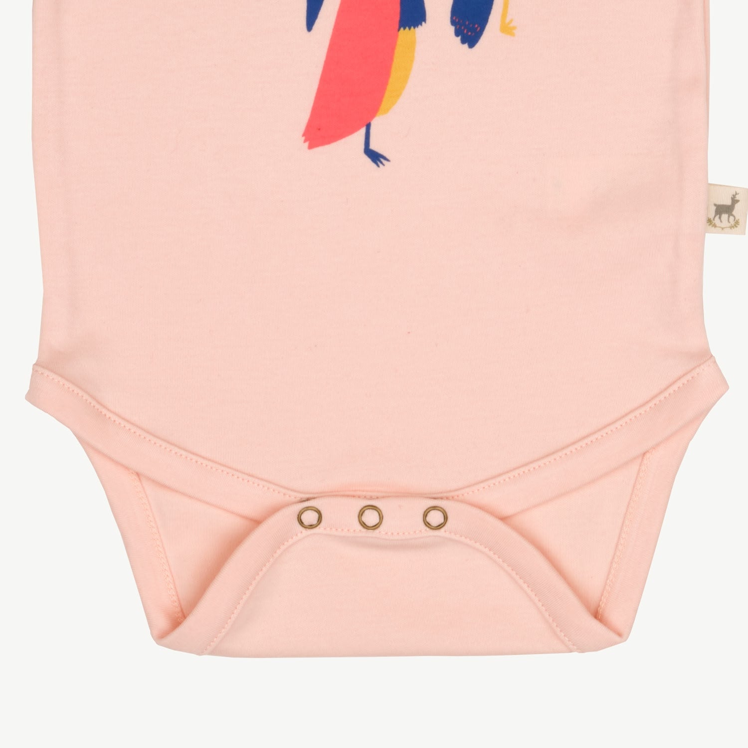 Short Sleeve Onesie - Bouncy Birds - Soft Peach