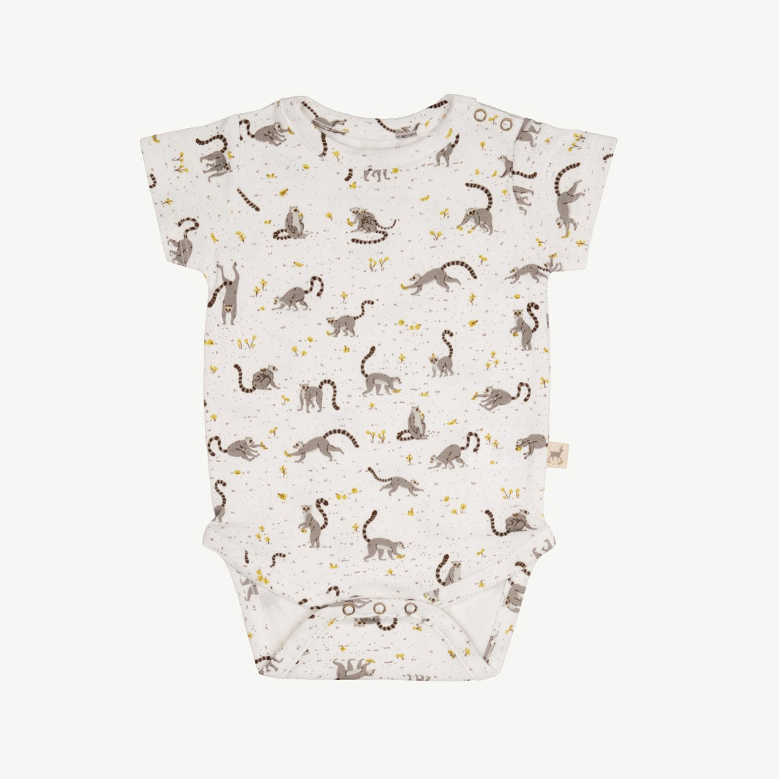 Short Sleeve Onesie - L'amour Lemur - Ivory