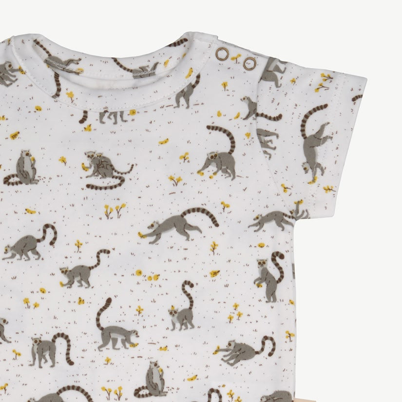Short Sleeve Onesie - L'amour Lemur - Ivory