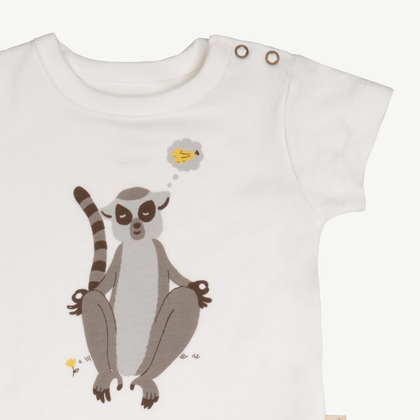 Short Sleeve Onesie - Lemur - Ivory