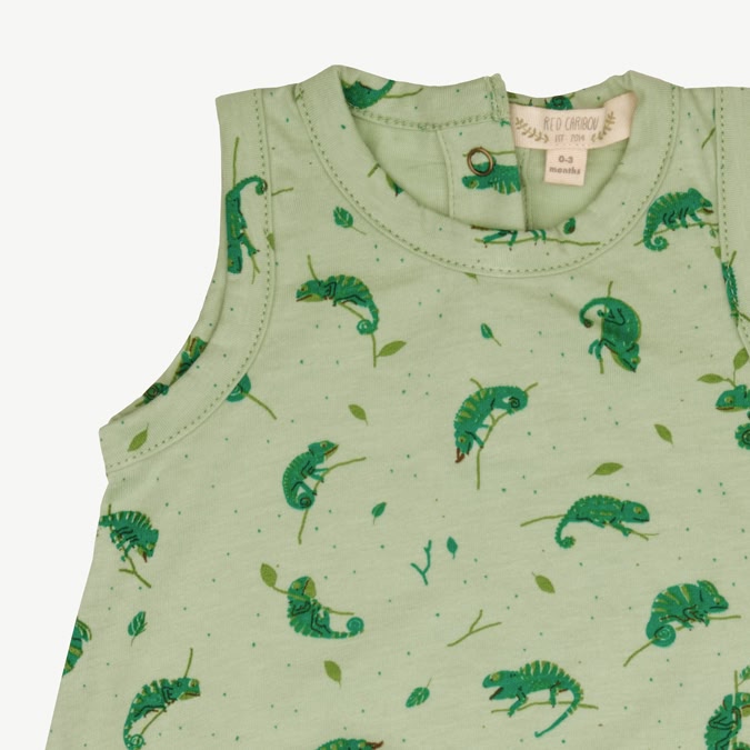 Baggy Onesie - Charming Chameleons - Soft Green