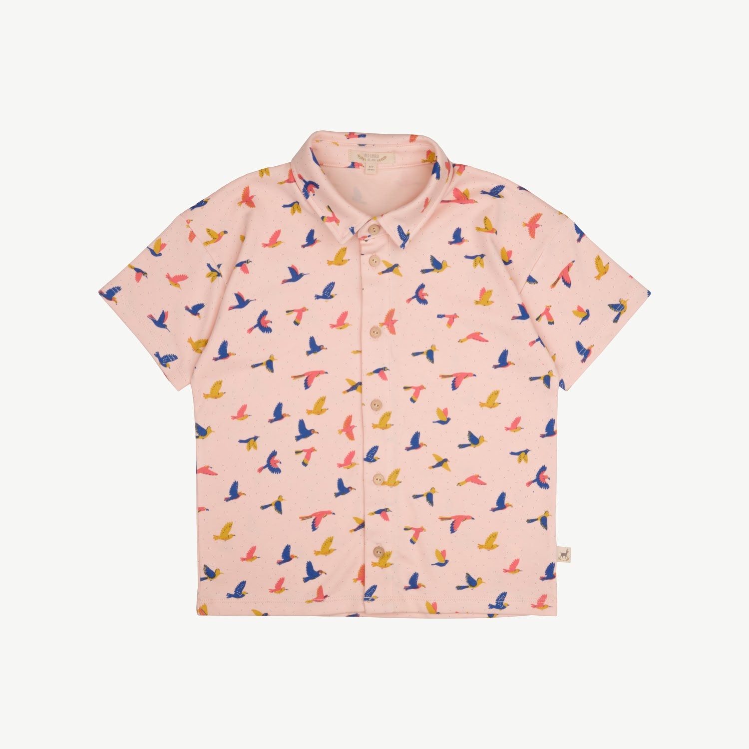 Short Sleeve Shirt - Boundless Birds - Soft Peach