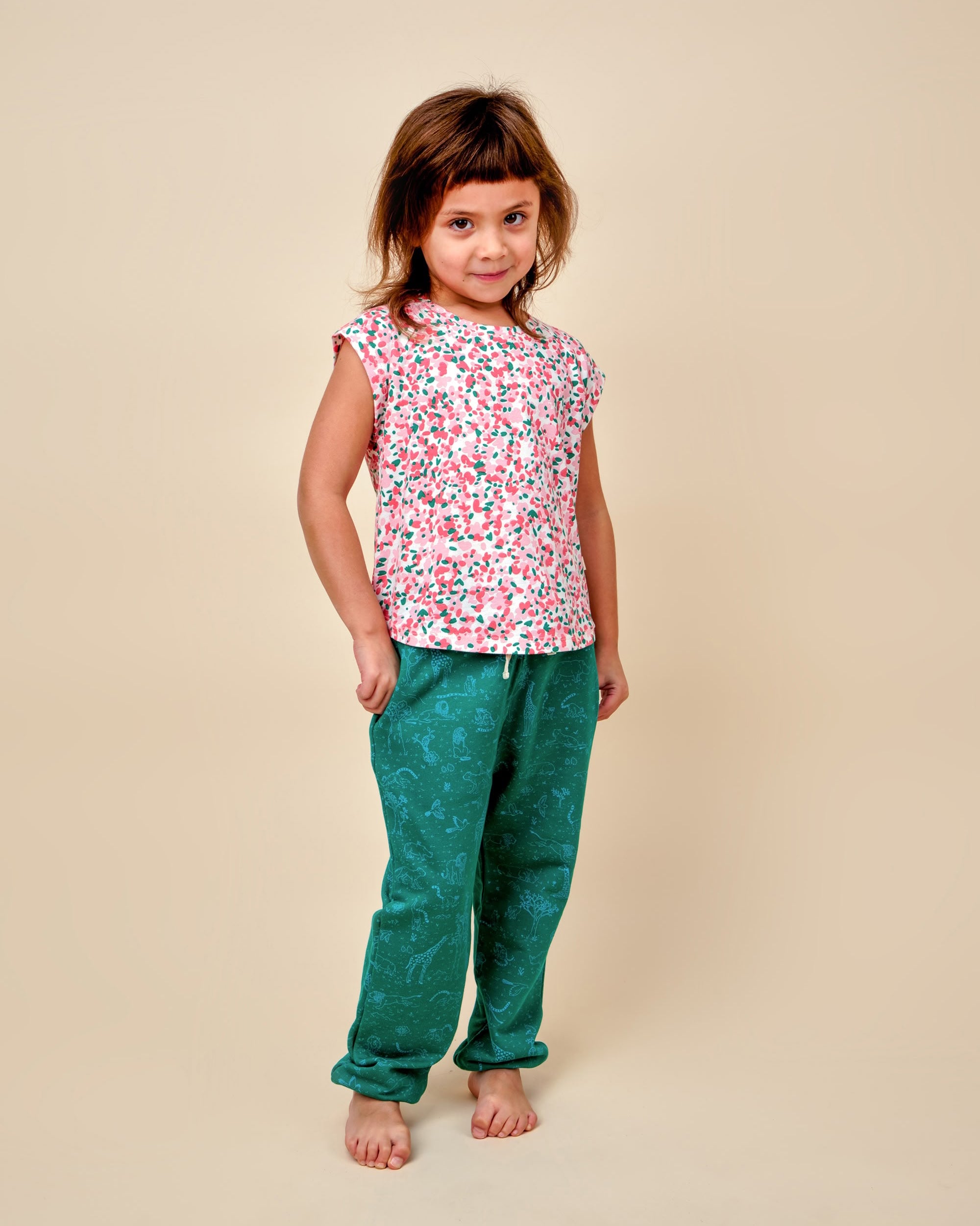 Girl Sleeveless Tshirt - Blooming Beauty - Ivory