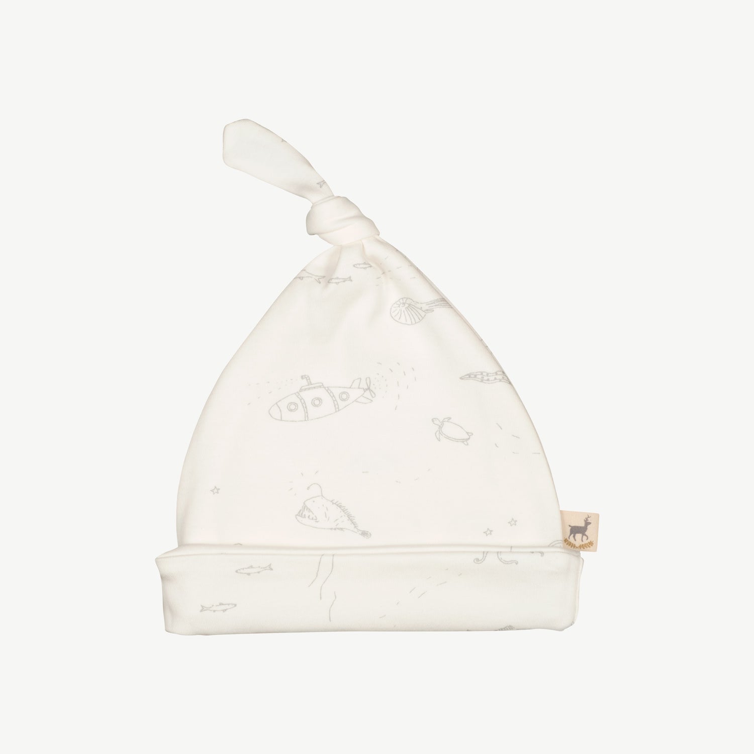 'the story' eco white knotted beanie