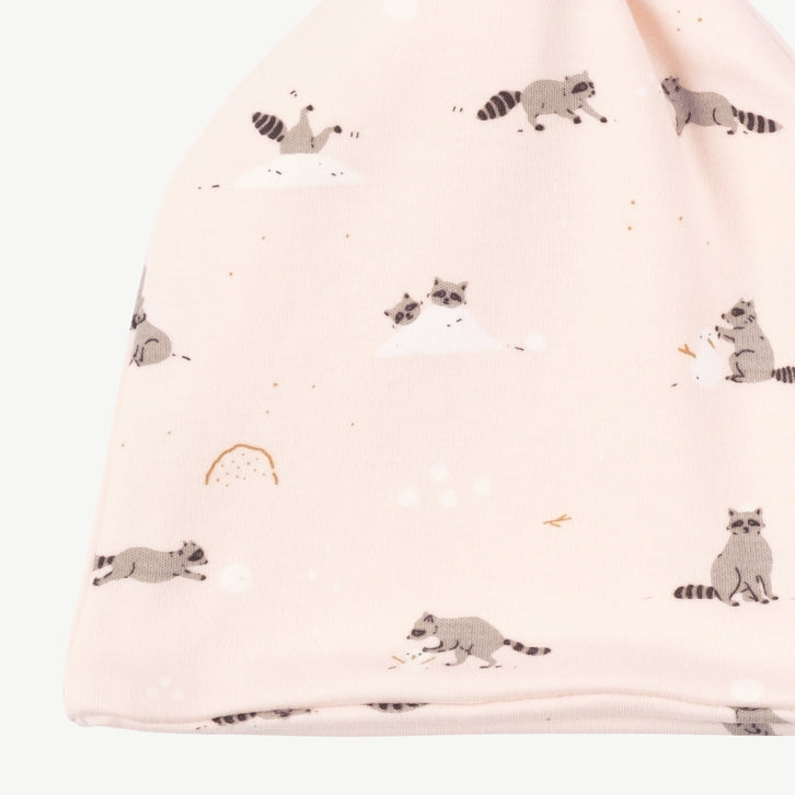 'frolicsome raccoons ' pearl beanie