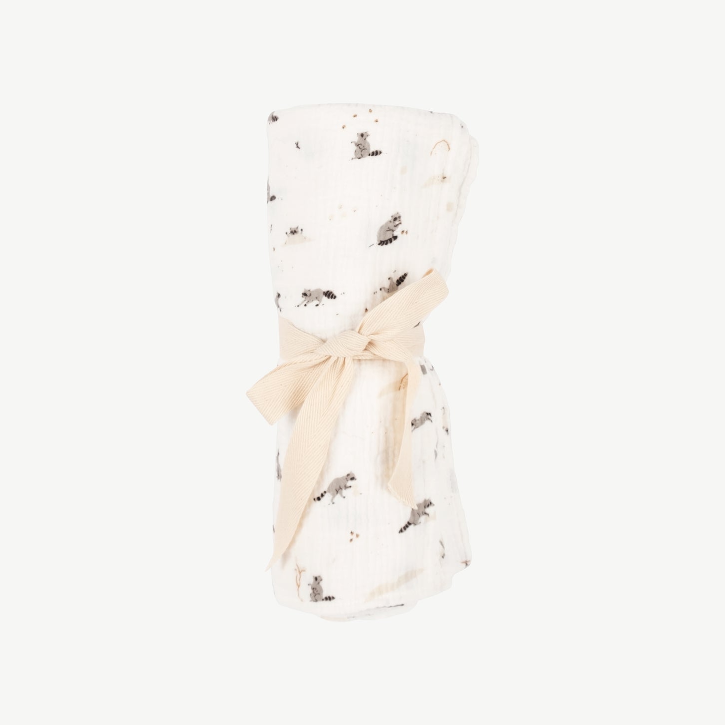 'frolicsome raccoons' ivory swaddle