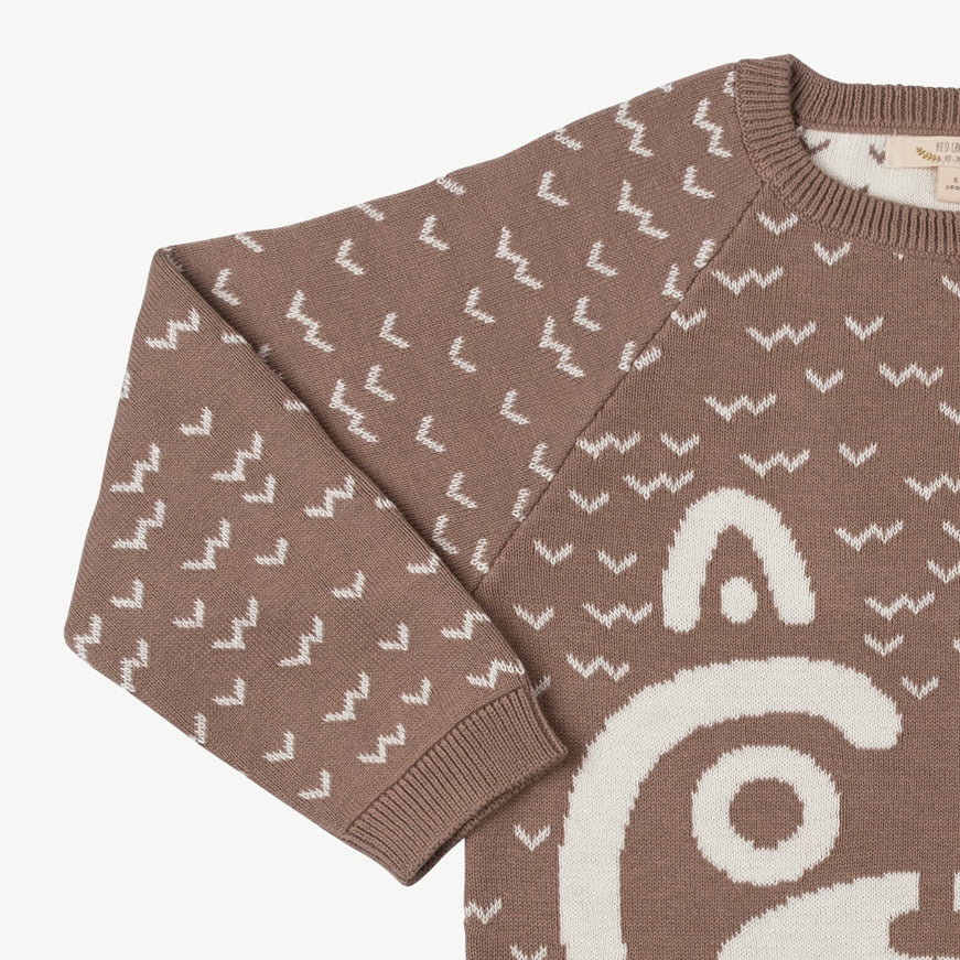 'sneaky racoon' light taupe knit sweater