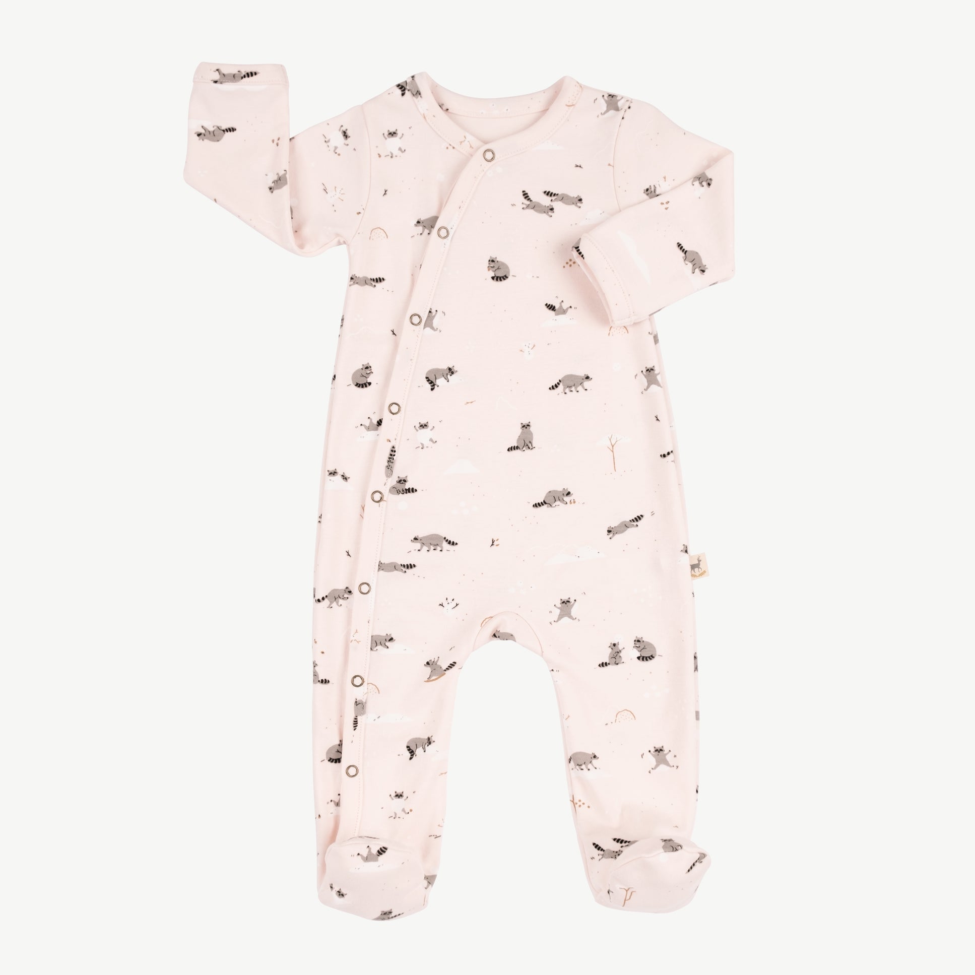 'frolicsome raccoons' pearl footed jumpsuit