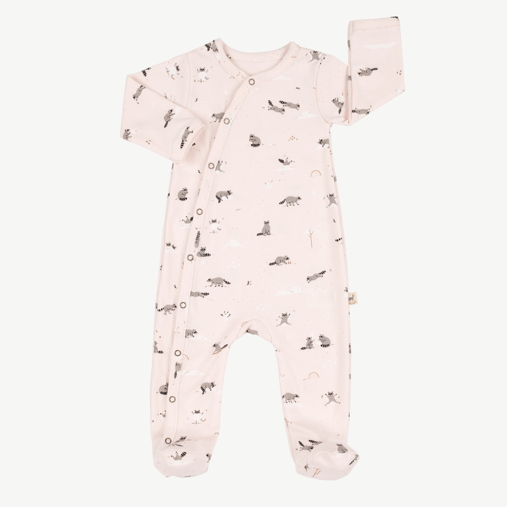 'frolicsome raccoons' pearl footed jumpsuit