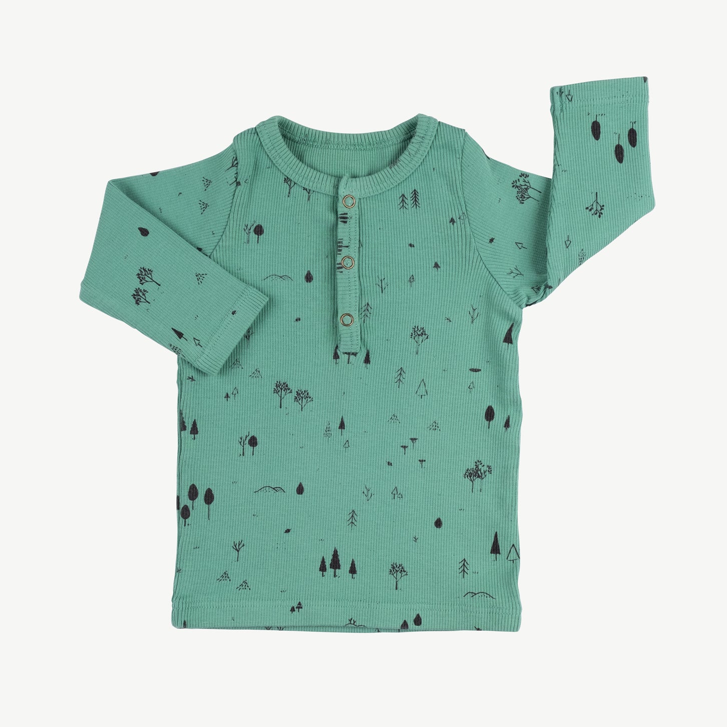 'the woods' malachite green rib henley top