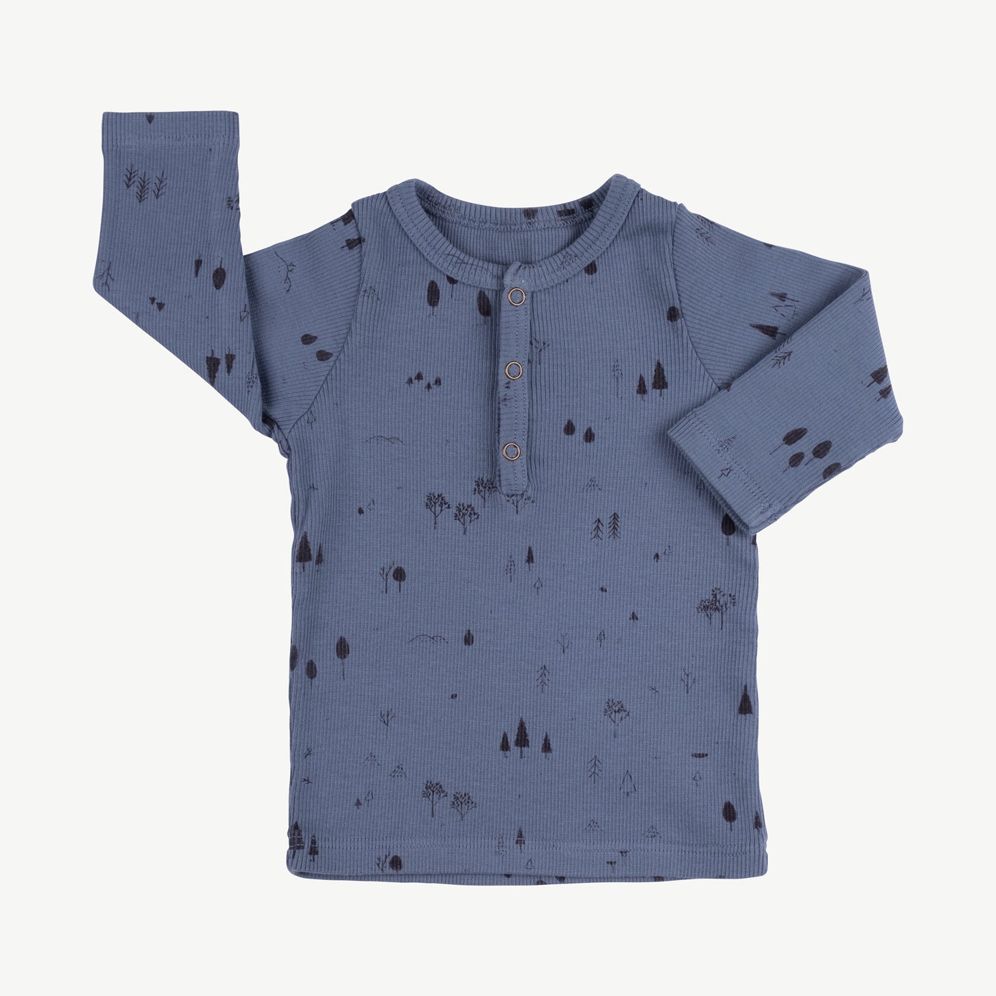 'the woods' blue mirage rib henley top