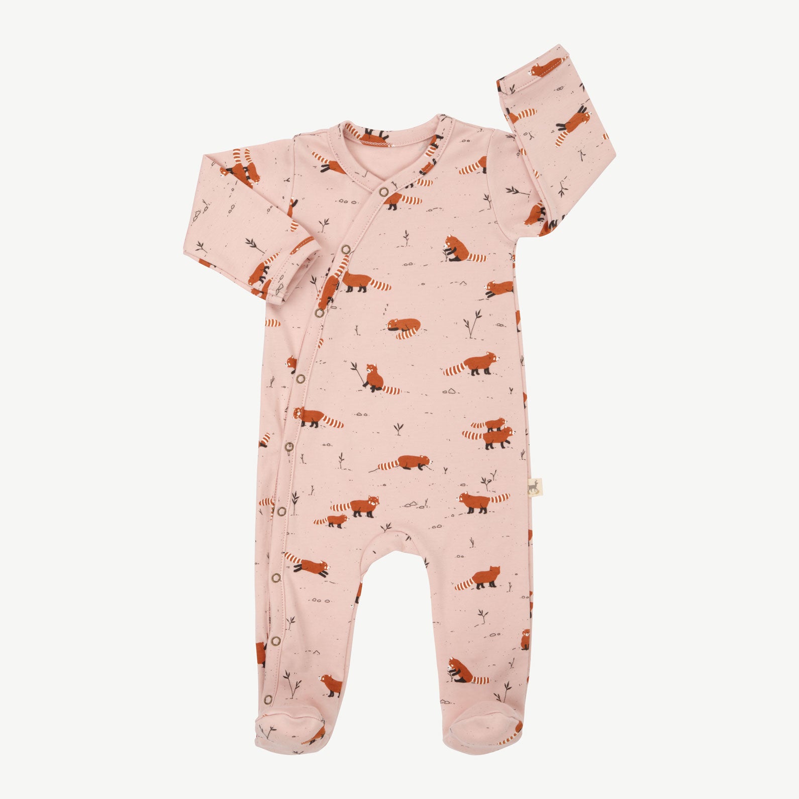 'joyfull panda' peach whip footed jumpsuit
