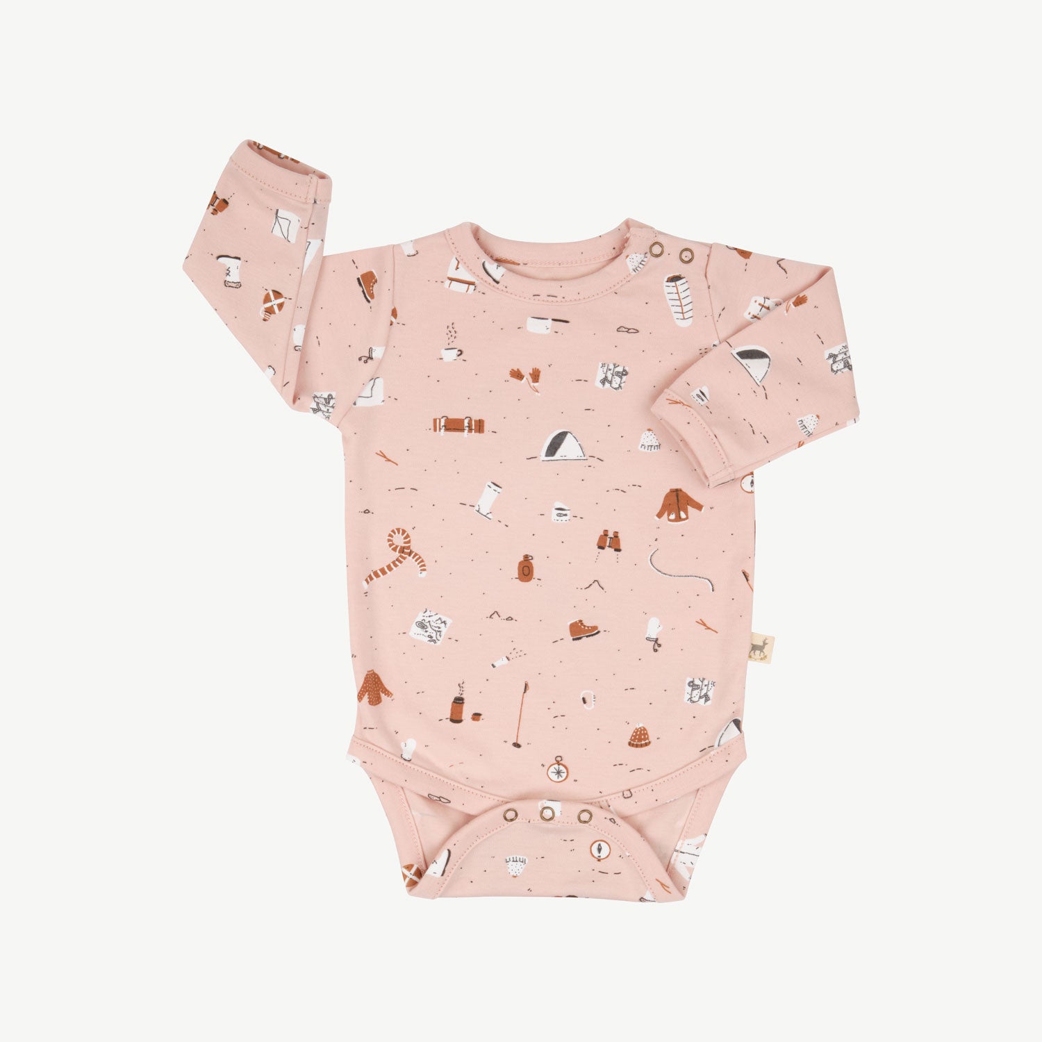 'camping gear' peach whip onesie