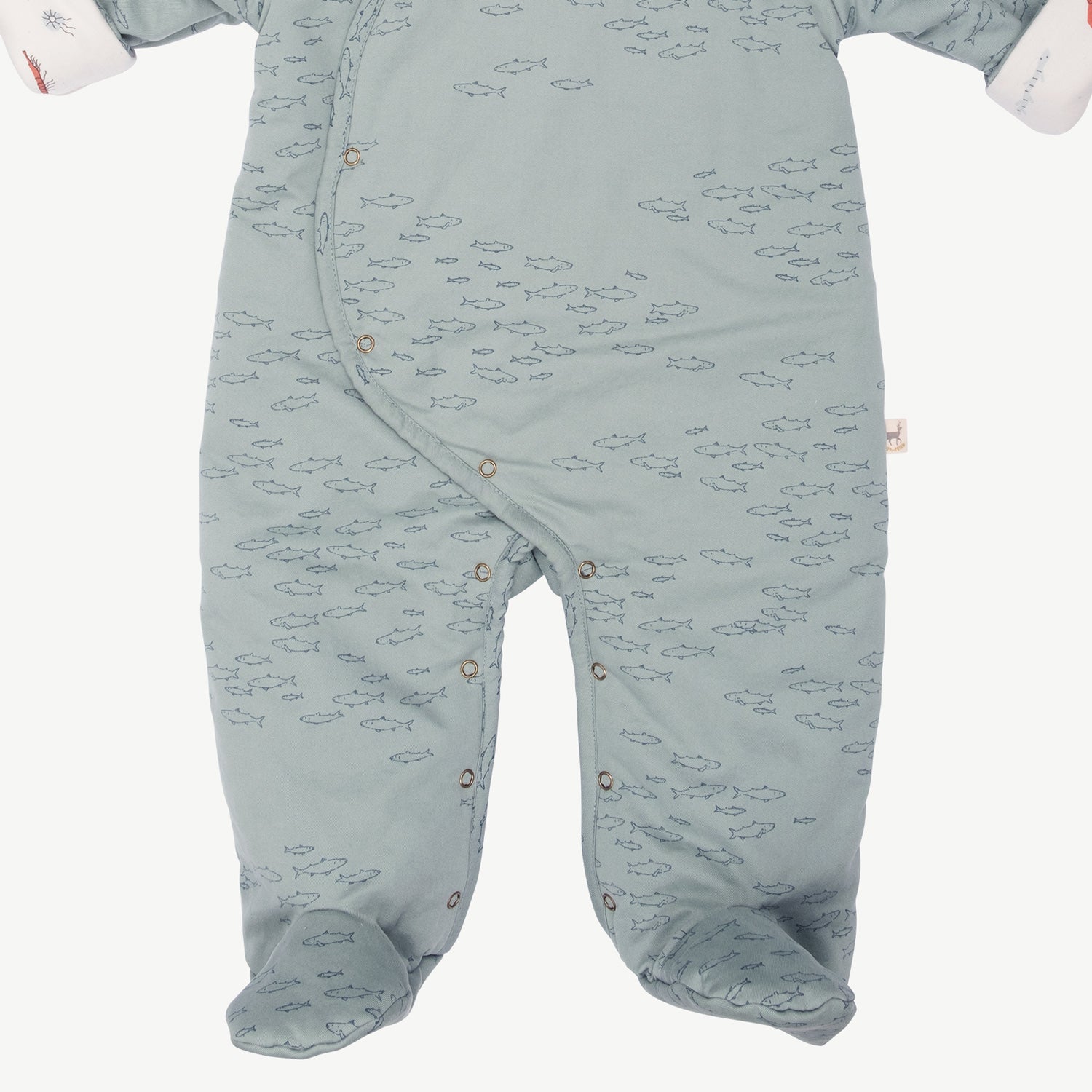 'schooling fish' chinoise green padded jumpsuit