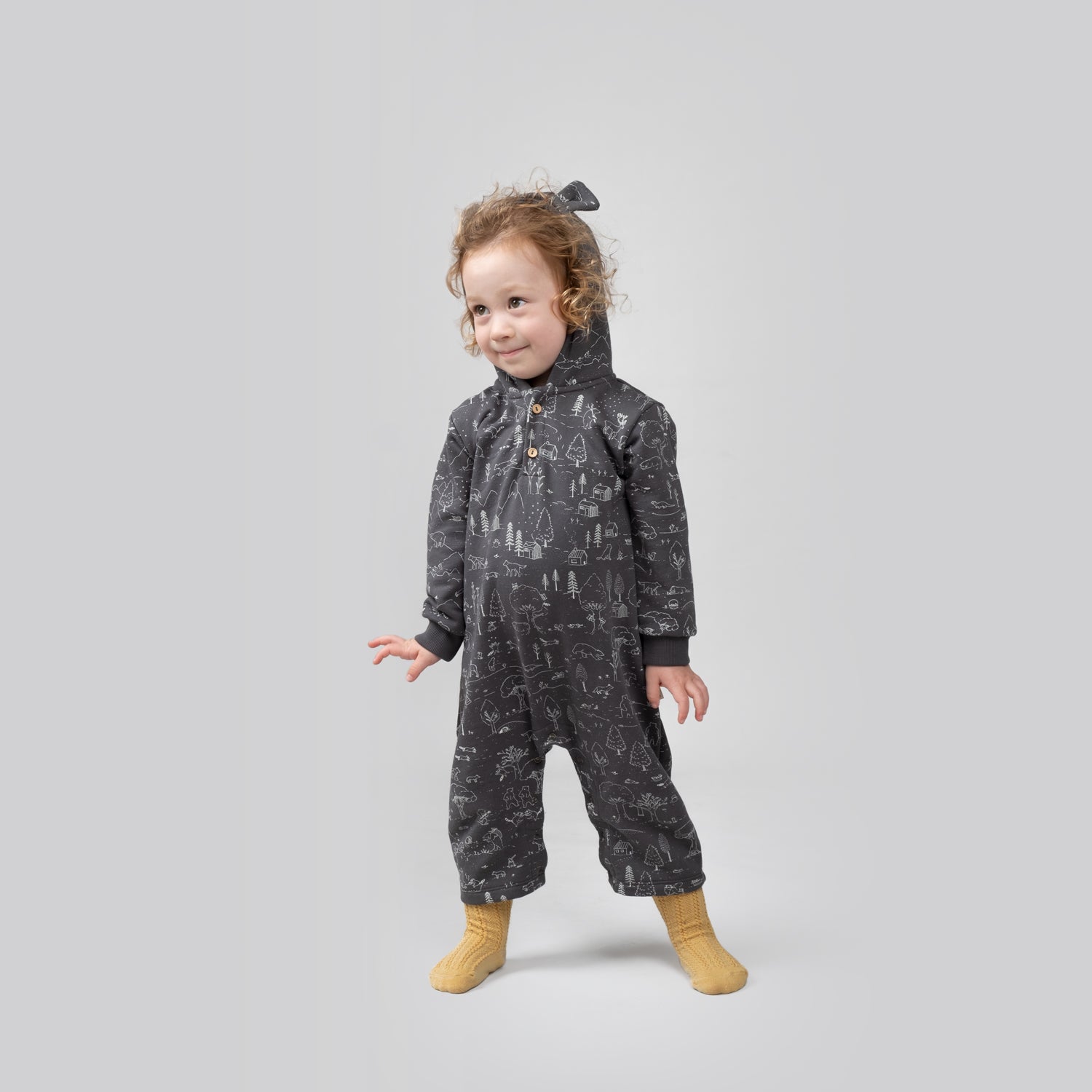 'the story' dark shadow bear french terry jumpsuit