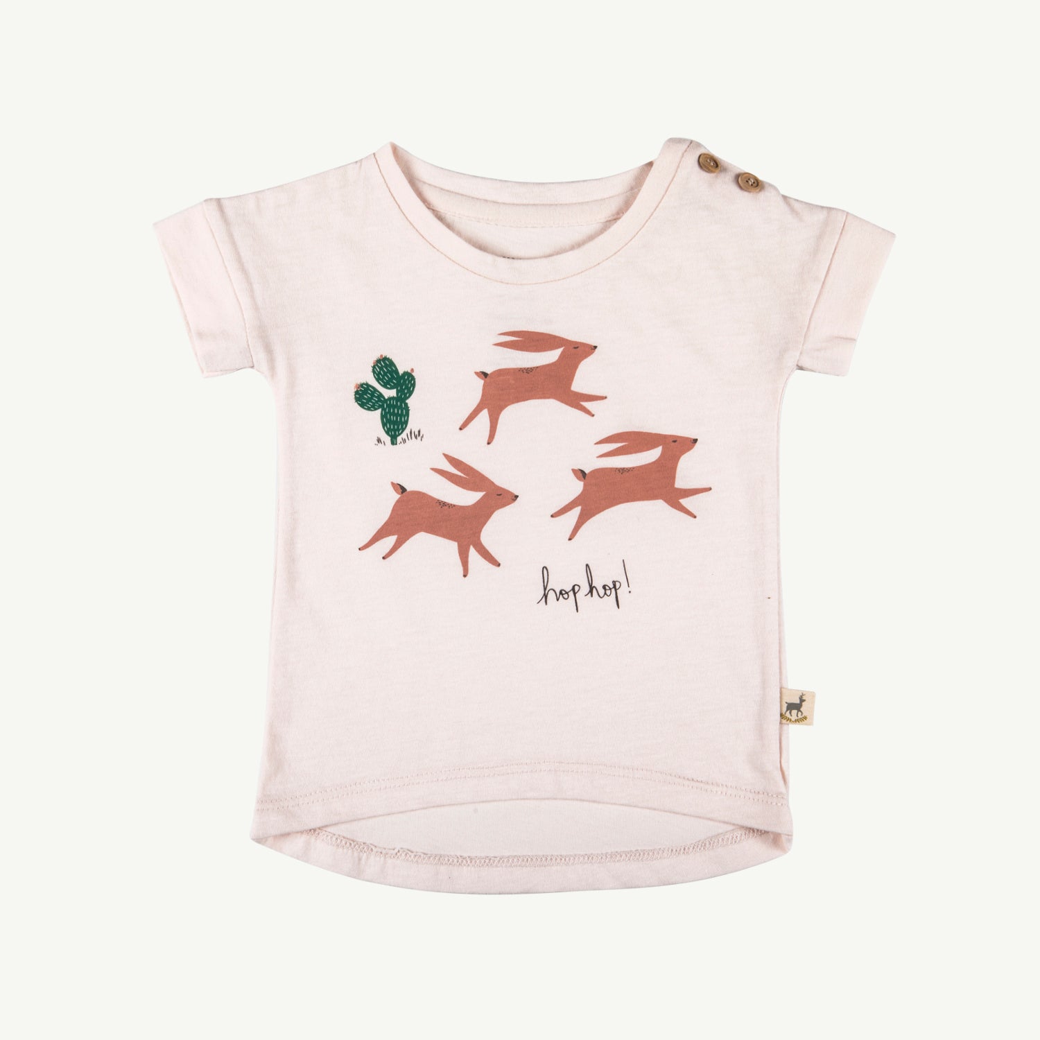 'hop hop' blush teardrop t-shirt