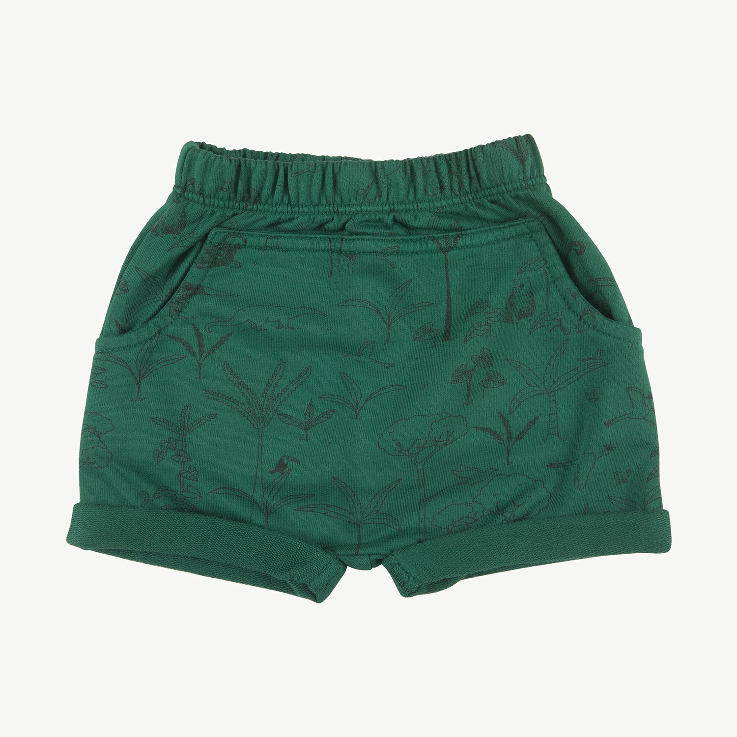 'the story' antique green shorts