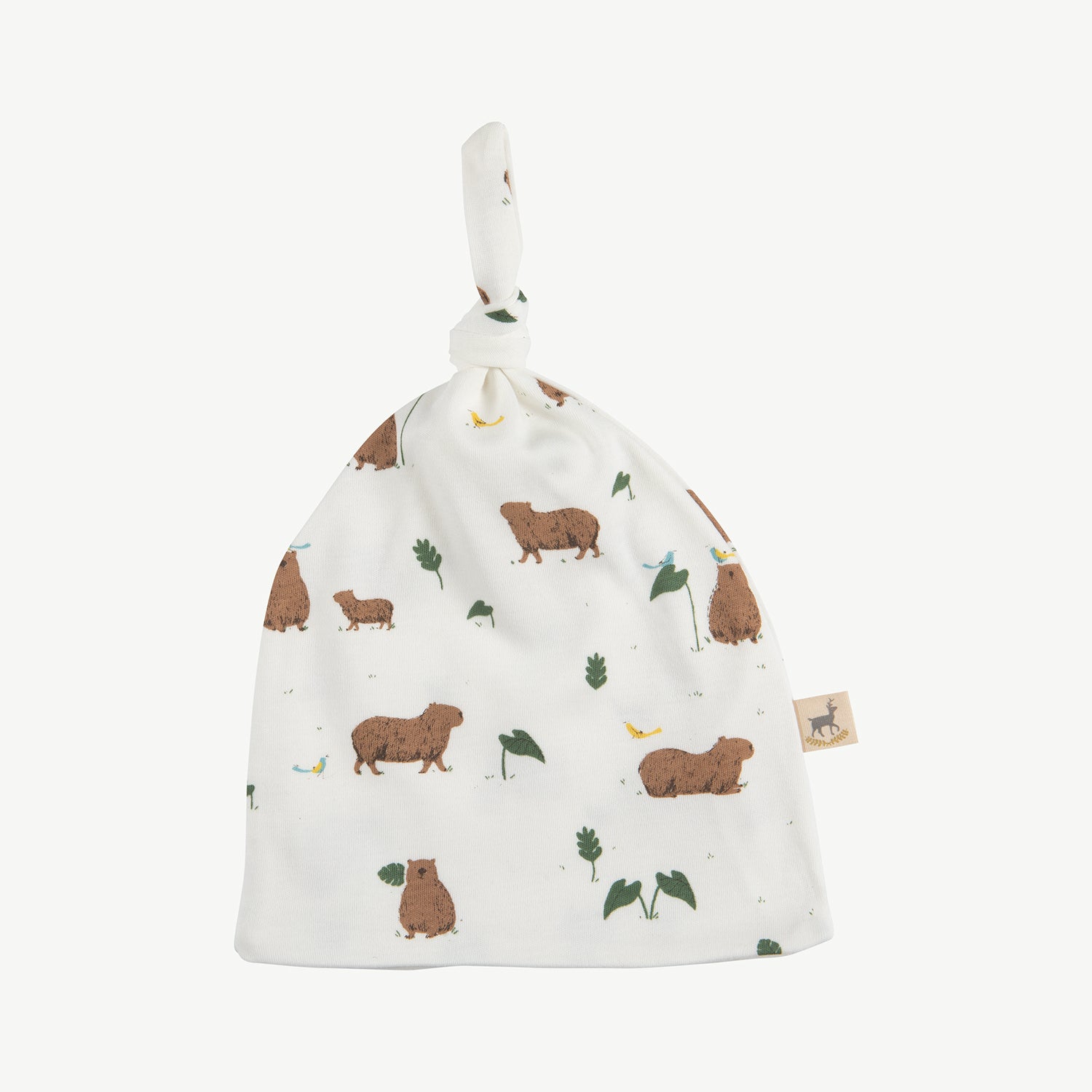'pally capybara' eco-white knotted beanie