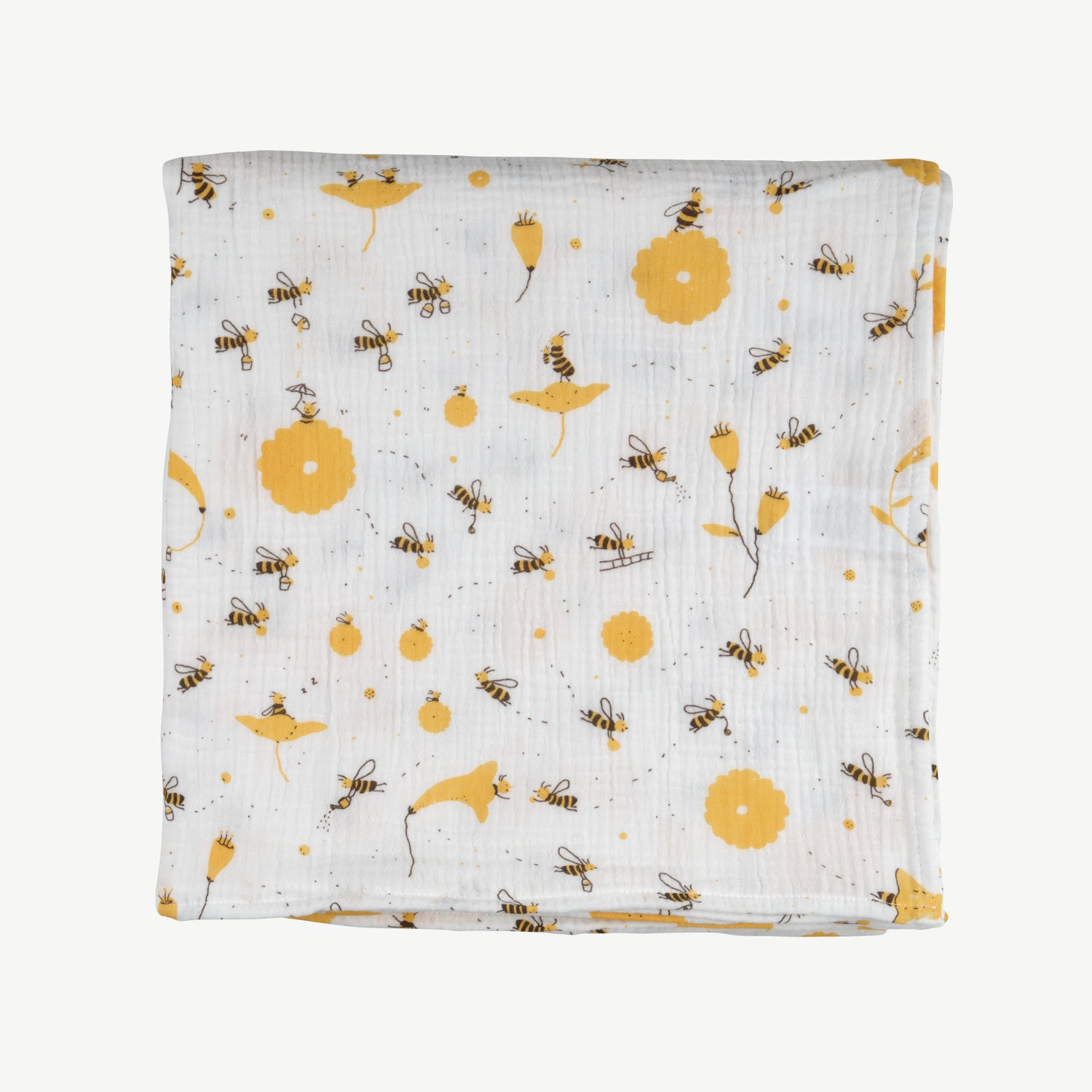 'buzzy bees' ivory muslin swaddle