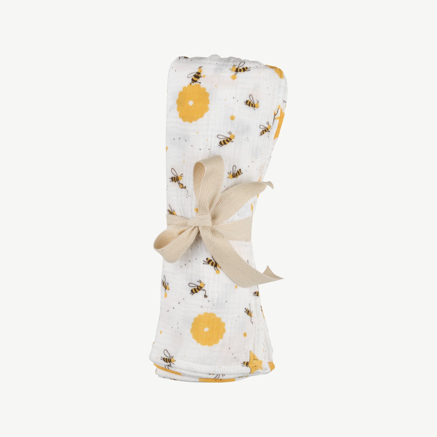 'buzzy bees' ivory muslin swaddle