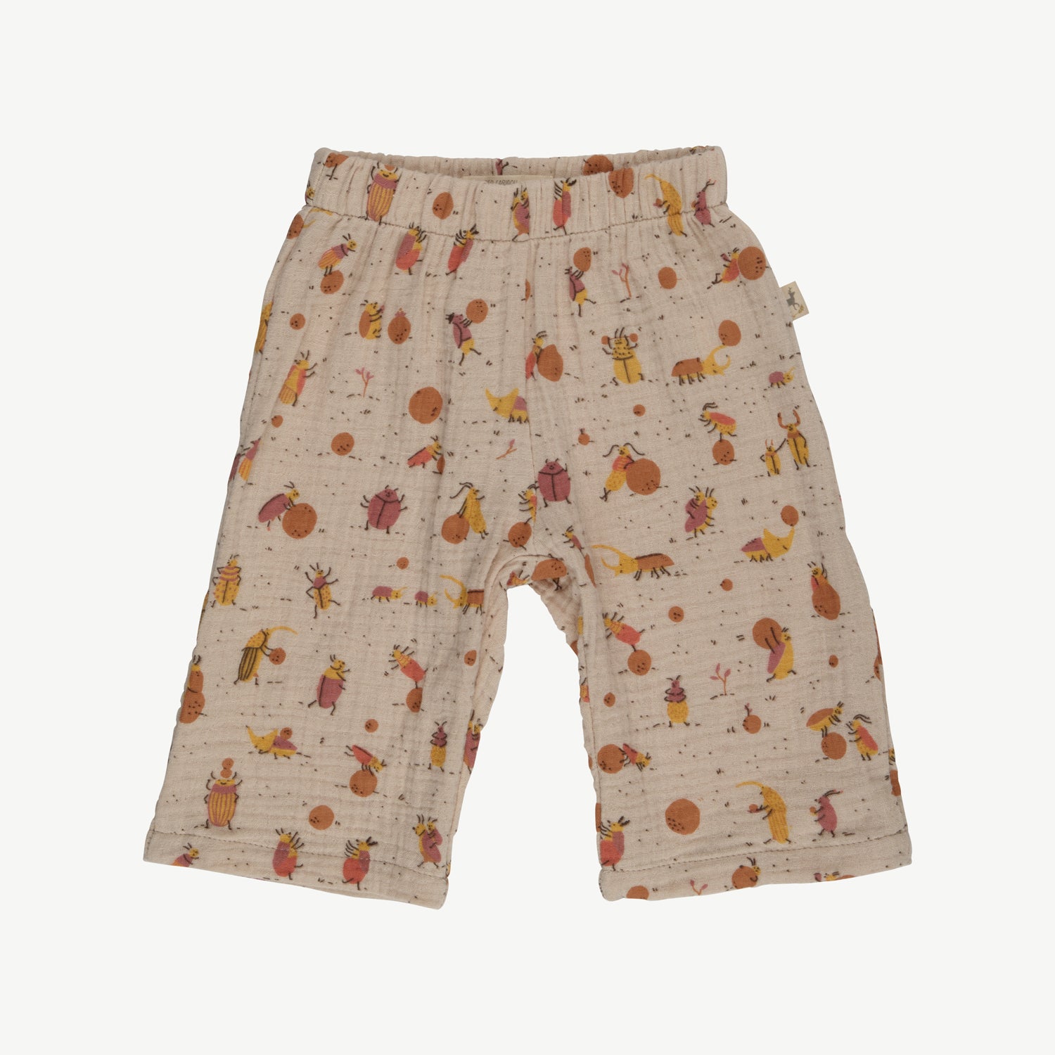 'juggling beetles' white sand muslin pants