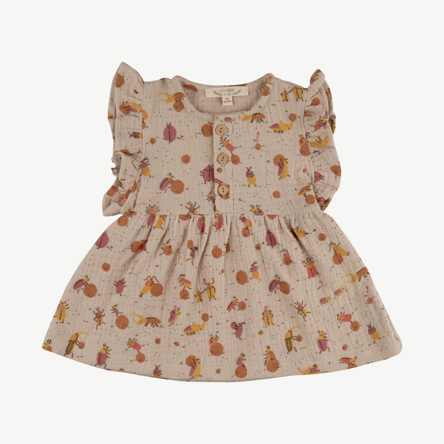 'juggling beetles' white sand muslin dress