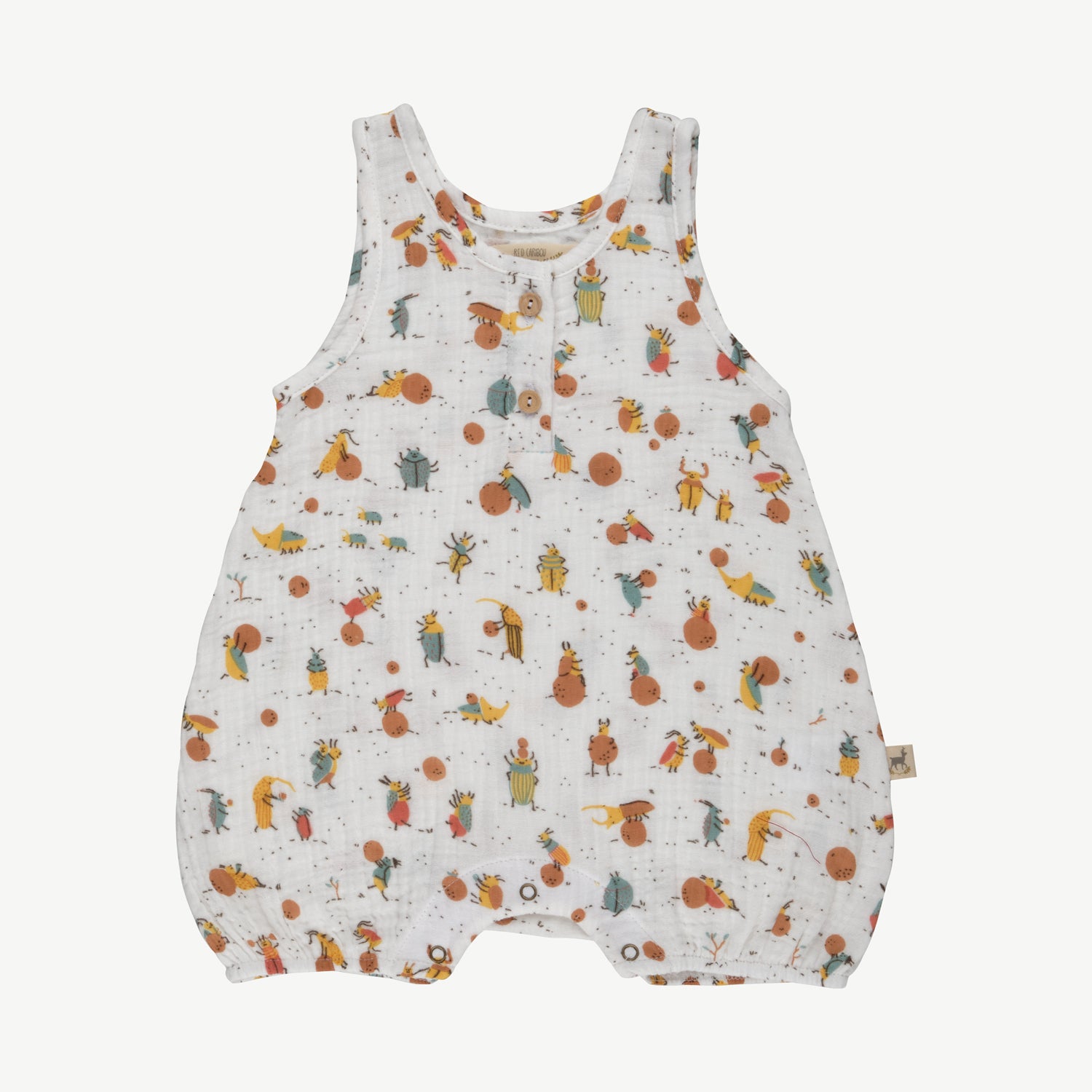 'juggling beetles' ivory muslin romper