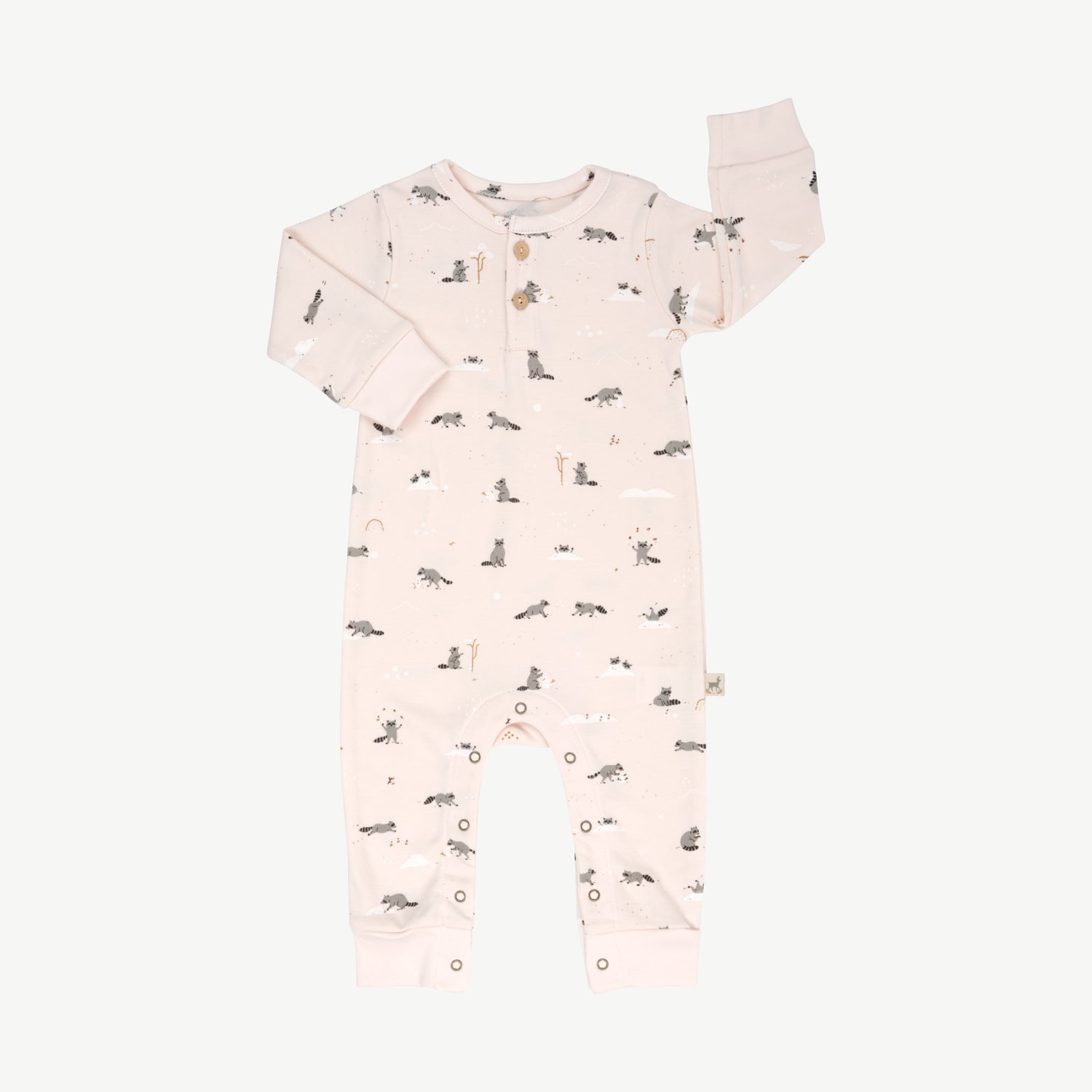 'frolicsome raccoons' pearl buttons jumpsuit